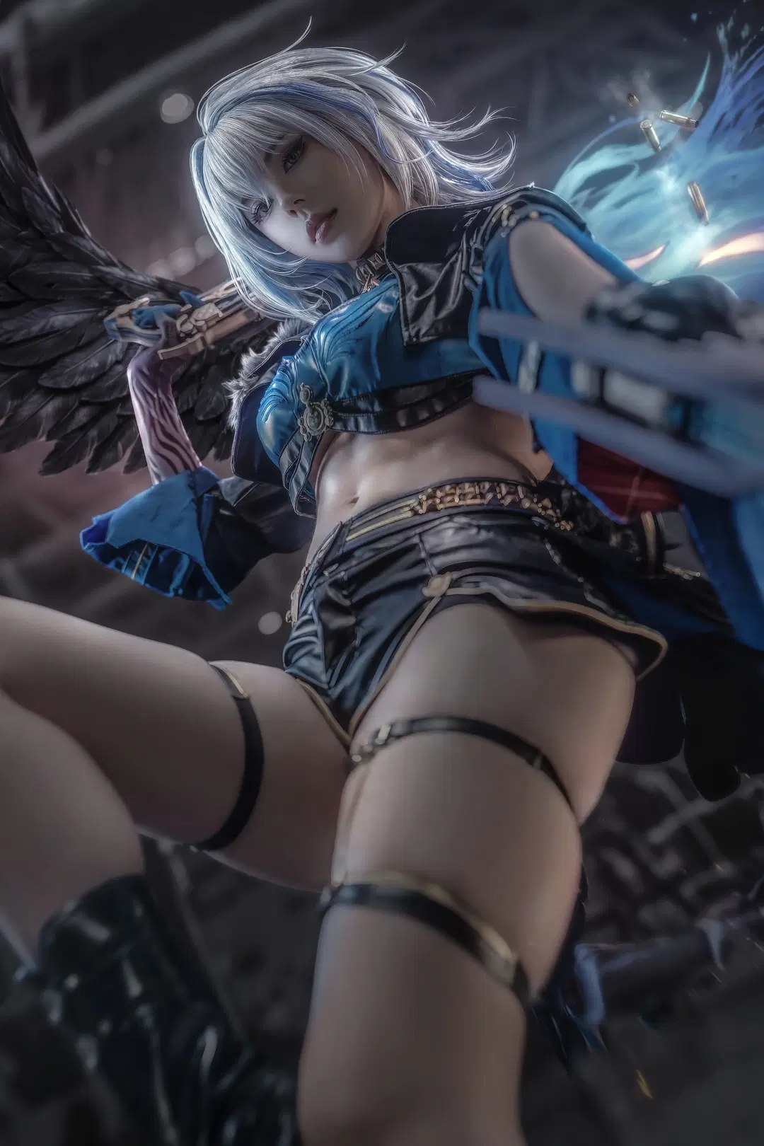 鸣潮, cosplay, 漫展场照, 嘉贝莉娜cos, 暗黑羽翼