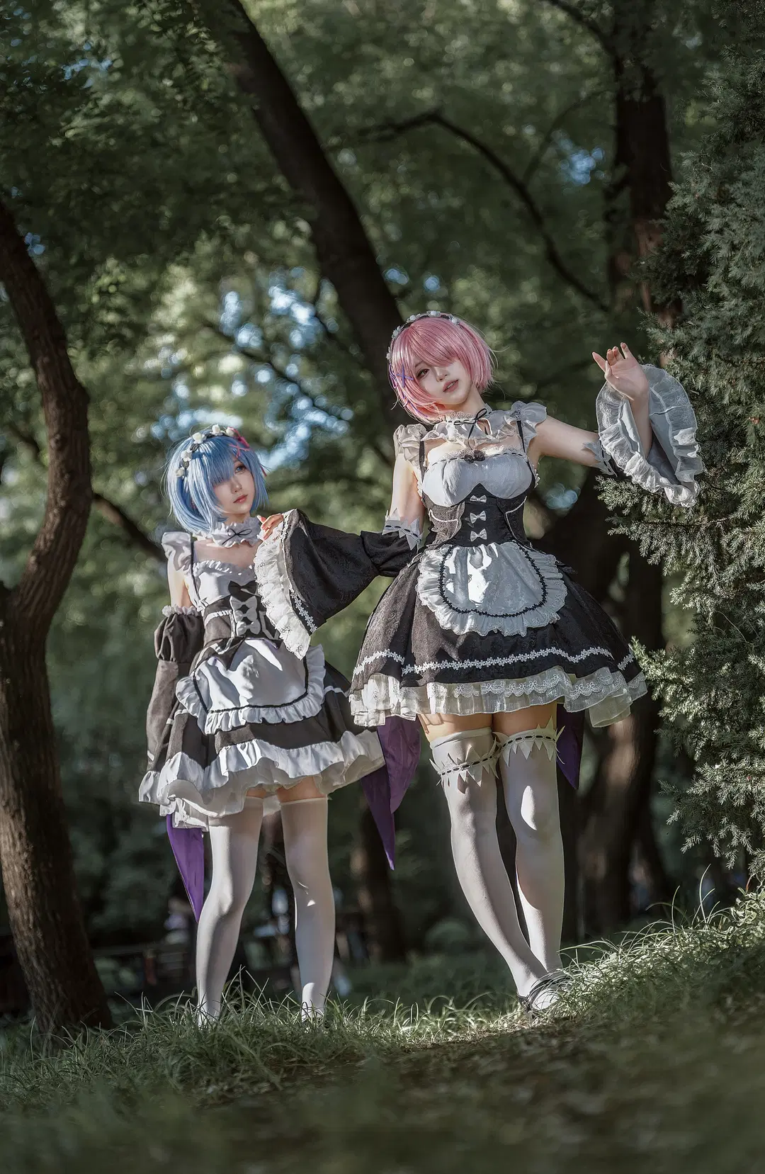 Duo cosplay, Re:ZERO -Starting Life in Another World-, Rem cosplay, White stockings, Ram