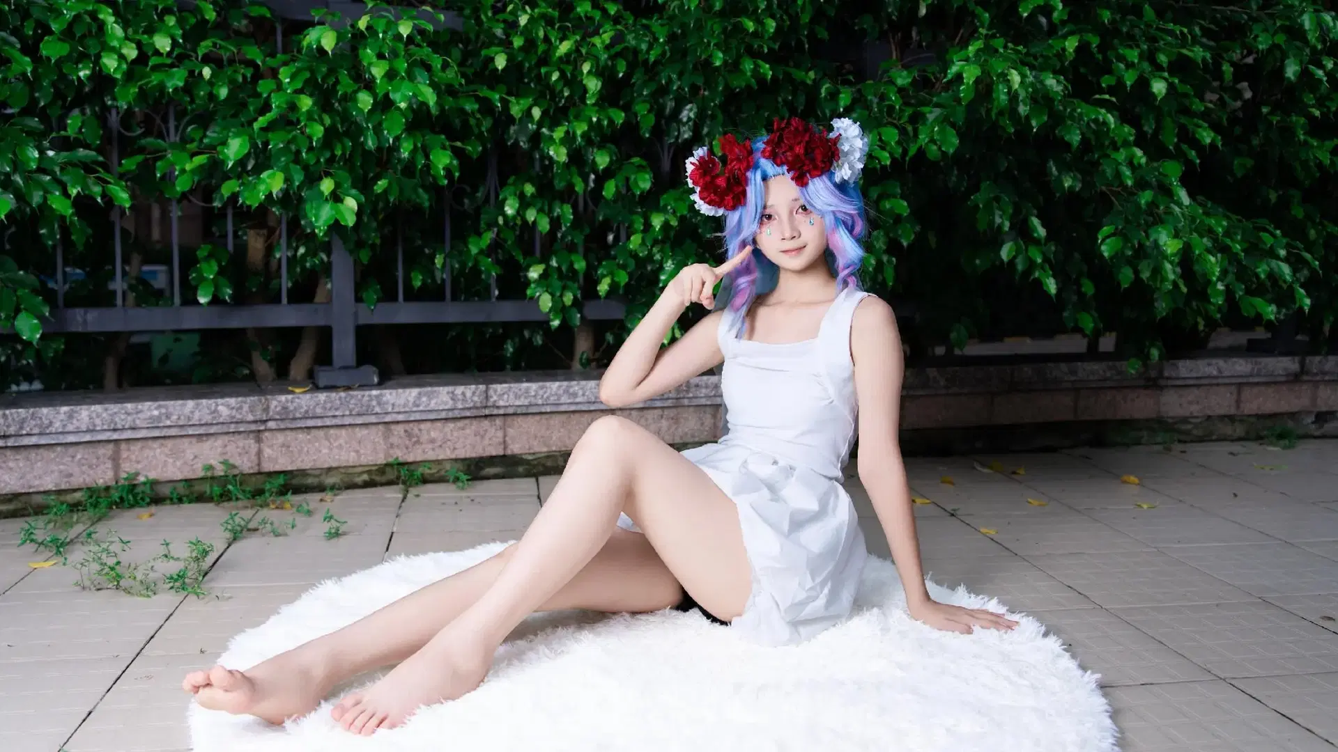 第五人格, 私设cos, 园丁cos, 白裙少女, 红白花环