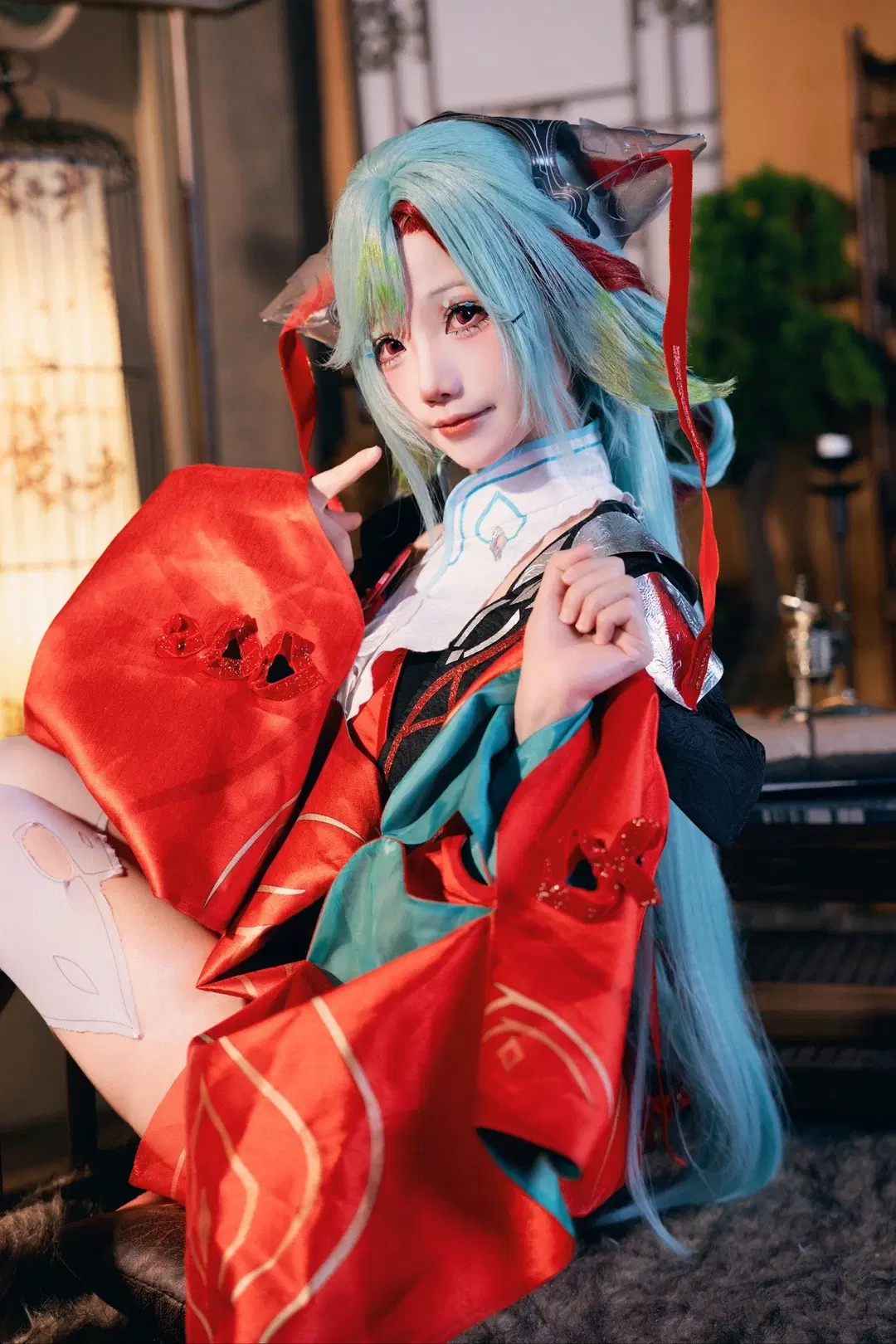 【少司缘cos】王者荣耀红袍白丝，古风书房里的奇幻氛围 - 猫鸽咕咕咕 - 第3张