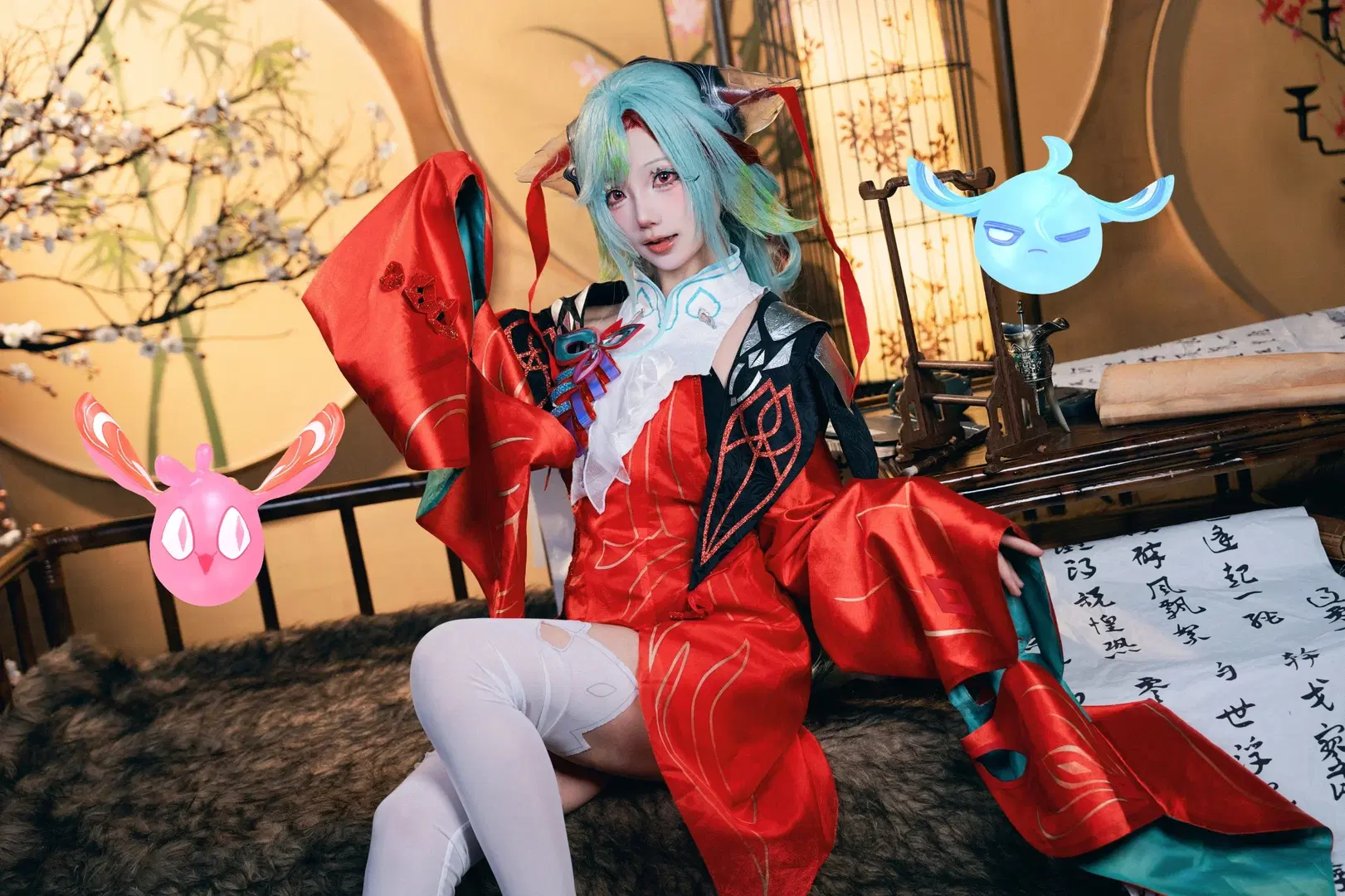 【少司缘cos】王者荣耀红袍白丝，古风书房里的奇幻氛围 - 猫鸽咕咕咕 - 第4张
