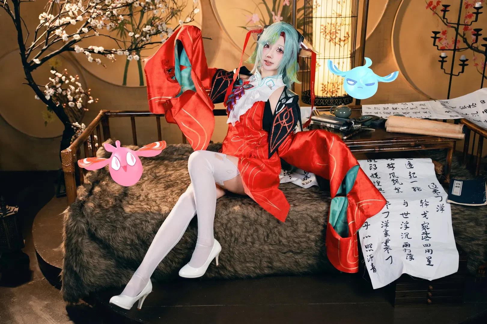 【少司缘cos】王者荣耀红袍白丝，古风书房里的奇幻氛围 - 猫鸽咕咕咕 - 第5张