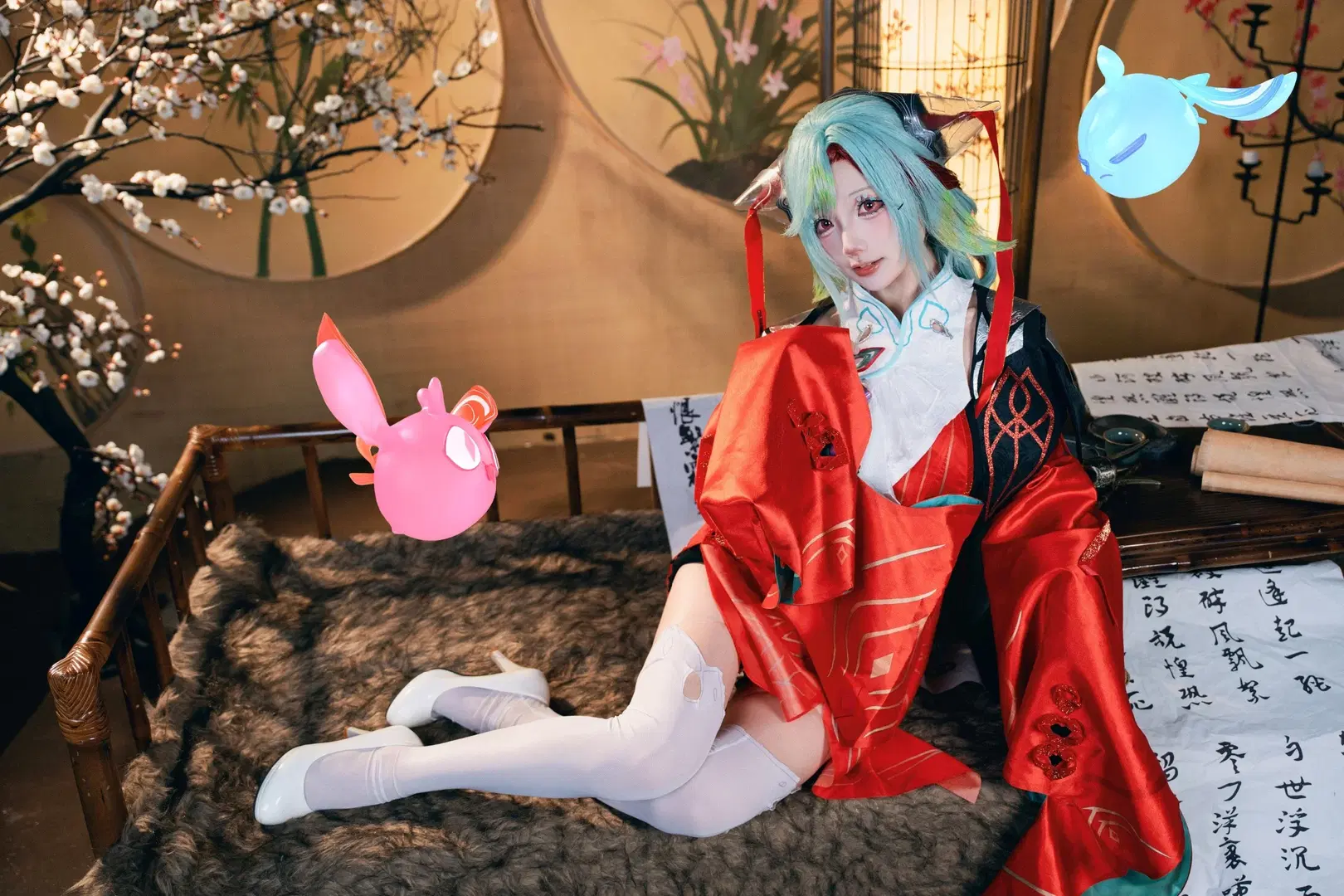 【少司缘cos】王者荣耀红袍白丝，古风书房里的奇幻氛围 - 猫鸽咕咕咕 - 第7张