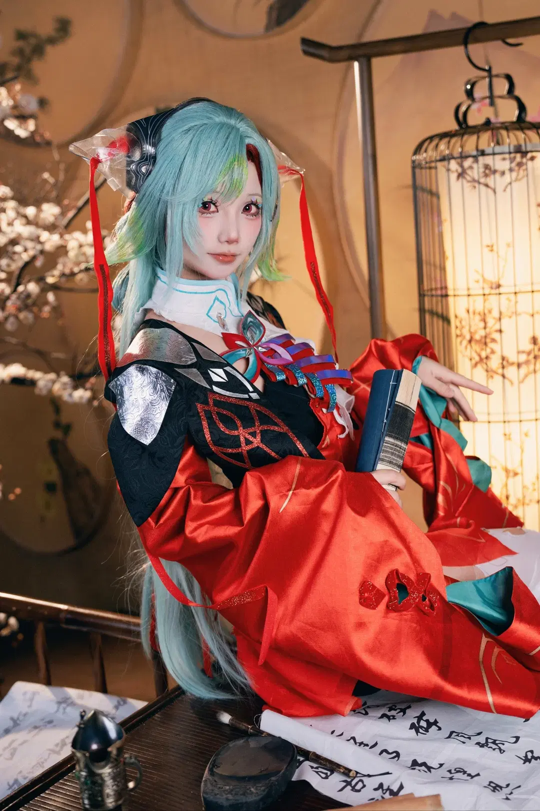 【少司缘cos】王者荣耀红袍白丝，古风书房里的奇幻氛围 - 猫鸽咕咕咕 - 第8张