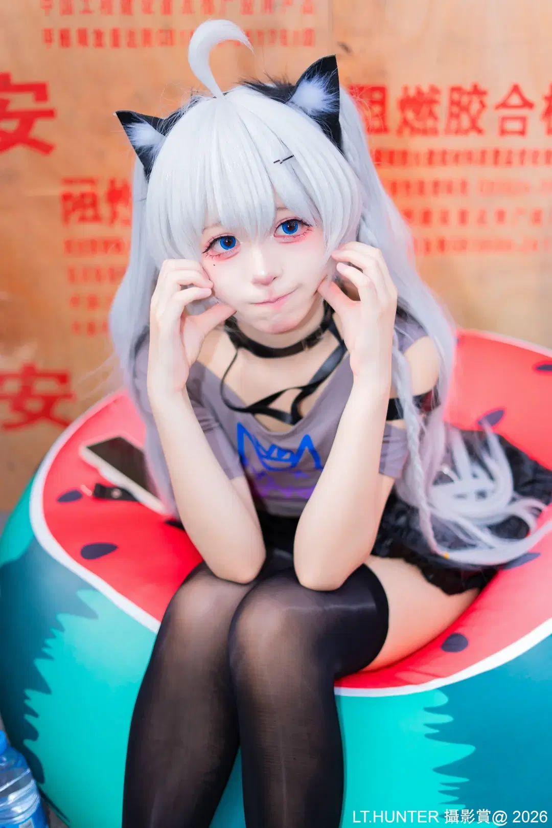 【オープンソース姫 アイジャ コスプレ】猫耳黒ストッキングとスイカのソファが織りなす奇妙なハーモニー - 聆聽獵人 - 6枚目