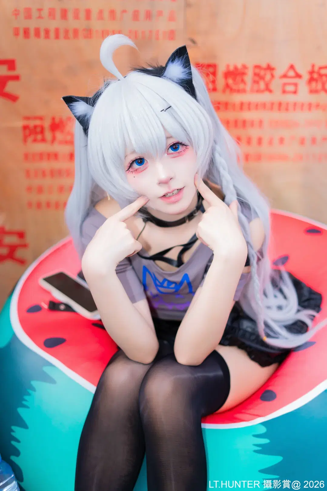 猫耳, 二次元cos, 丝袜, 开源姬瑷珈cos, 西瓜沙发