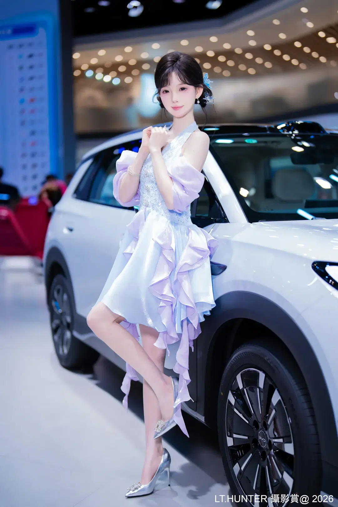 车展cos, 原创妆造, 蓝紫系穿搭, 展会模特, 二次元礼服