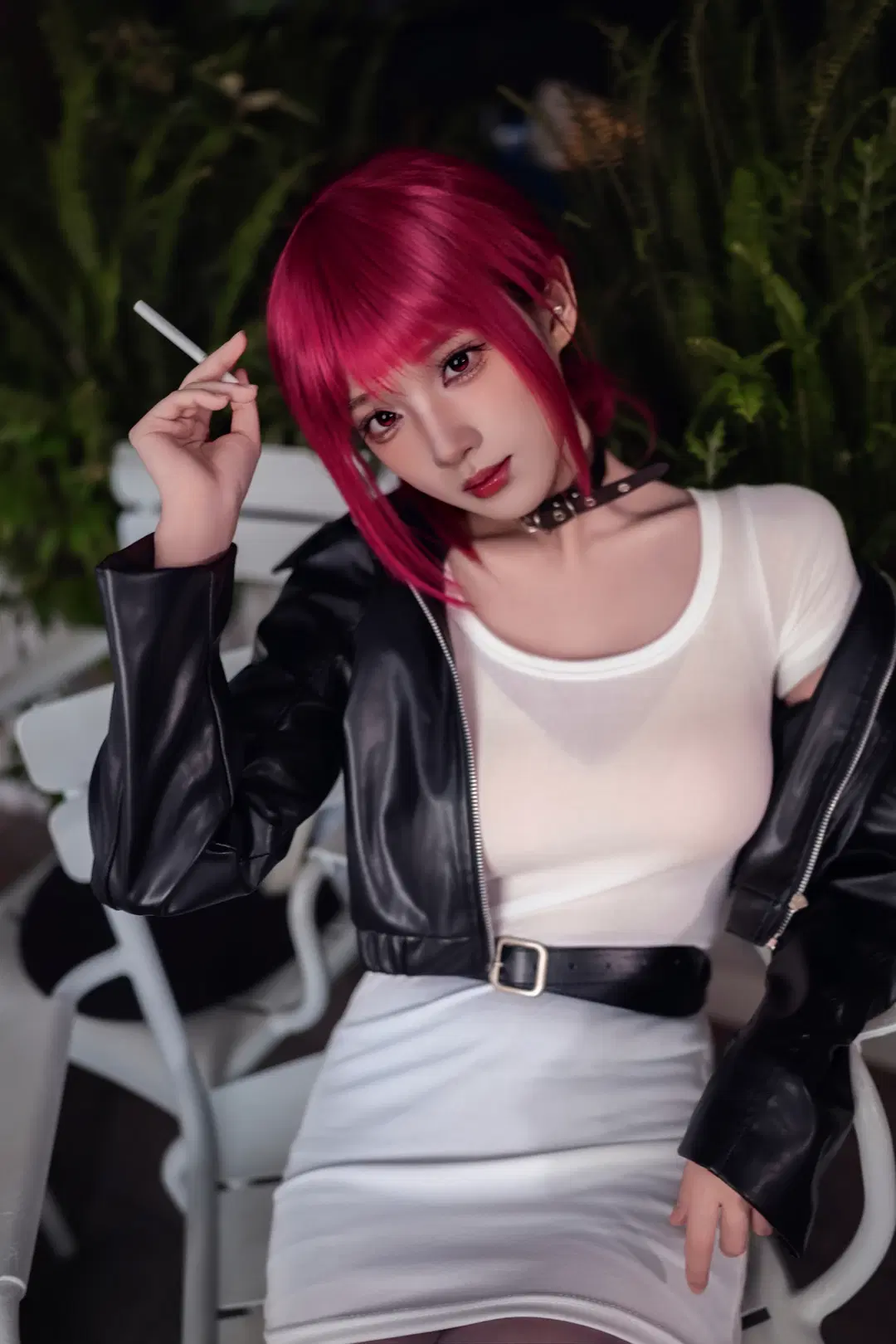 【田山小姐cos】夜色街頭裡的呑雲吐霧，這身皮衣配短裙太有感覺了 - 大橘 - 第17張