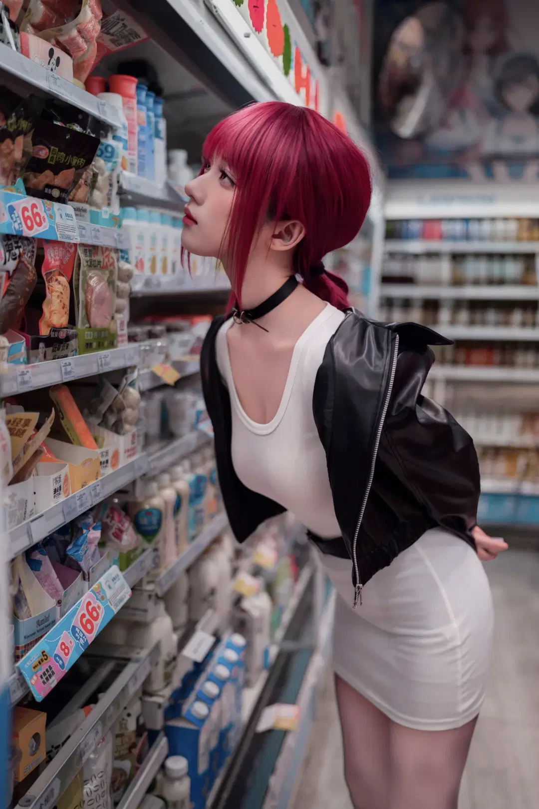 【田山小姐cos】夜色街頭裡的呑雲吐霧，這身皮衣配短裙太有感覺了 - 大橘 - 第6張