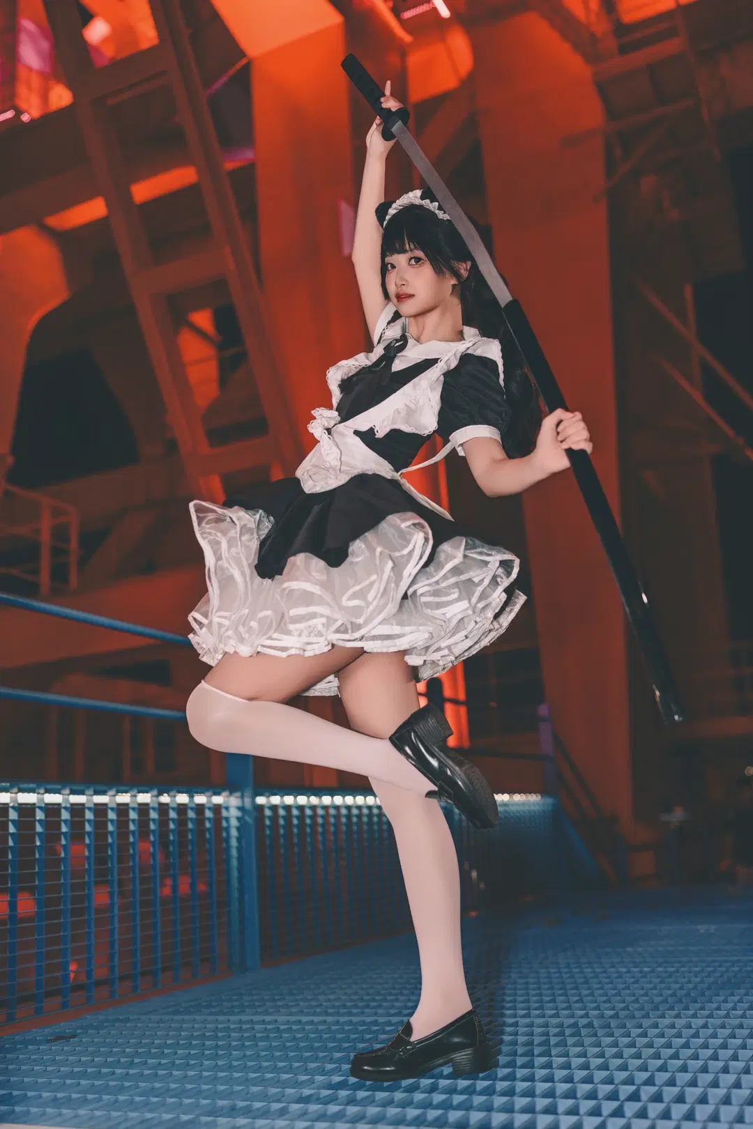 cosplay, 女仆装, 白丝, 工业风摄影, 战斗女仆
