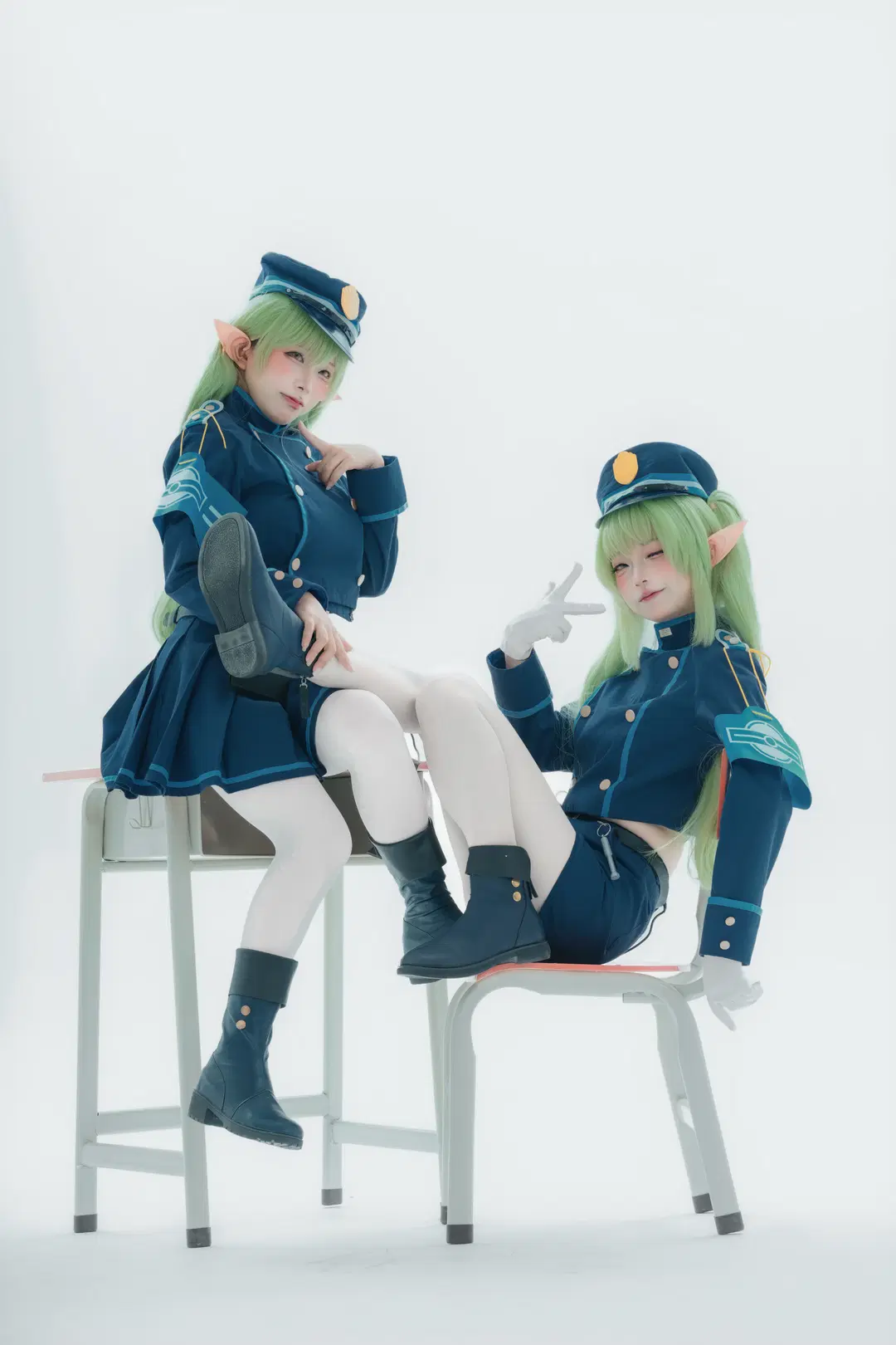 【ハイランダー双子のコスプレ】ブルーアーカイブ双子制服×白ストッキングの撮影レポ - 大橘 - 13枚目