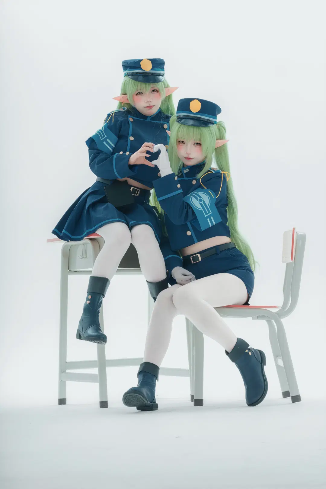 【ハイランダー双子のコスプレ】ブルーアーカイブ双子制服×白ストッキングの撮影レポ - 大橘 - 14枚目