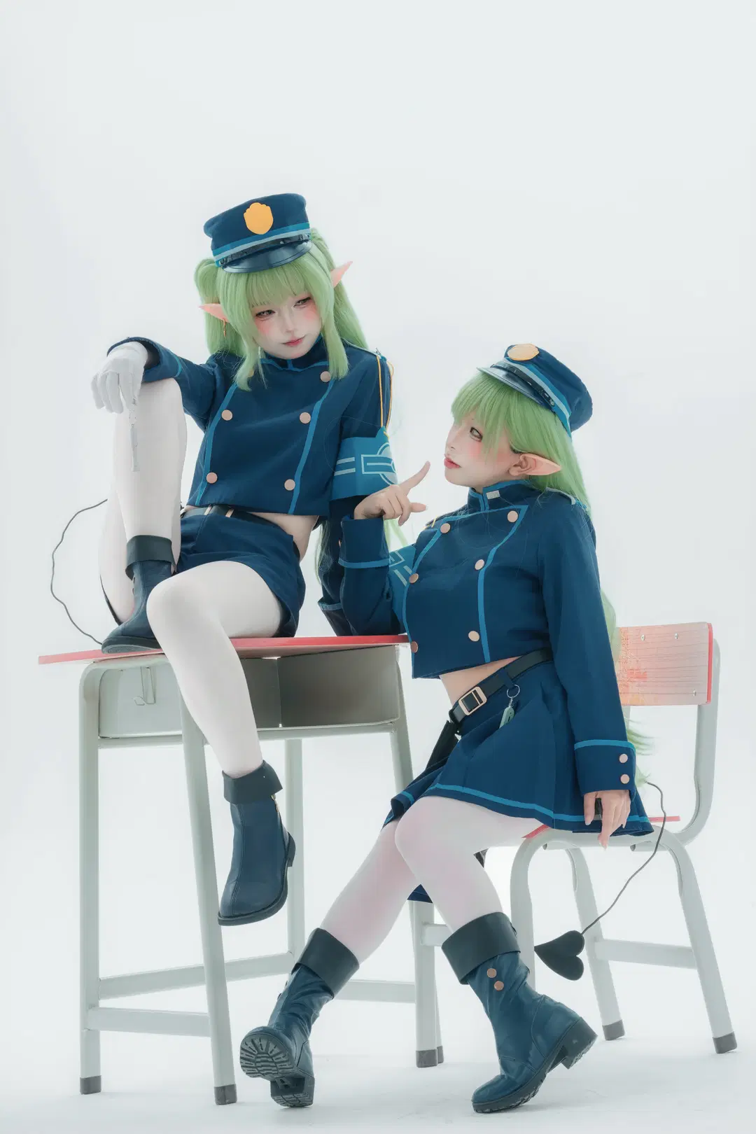 【ハイランダー双子のコスプレ】ブルーアーカイブ双子制服×白ストッキングの撮影レポ - 大橘 - 7枚目