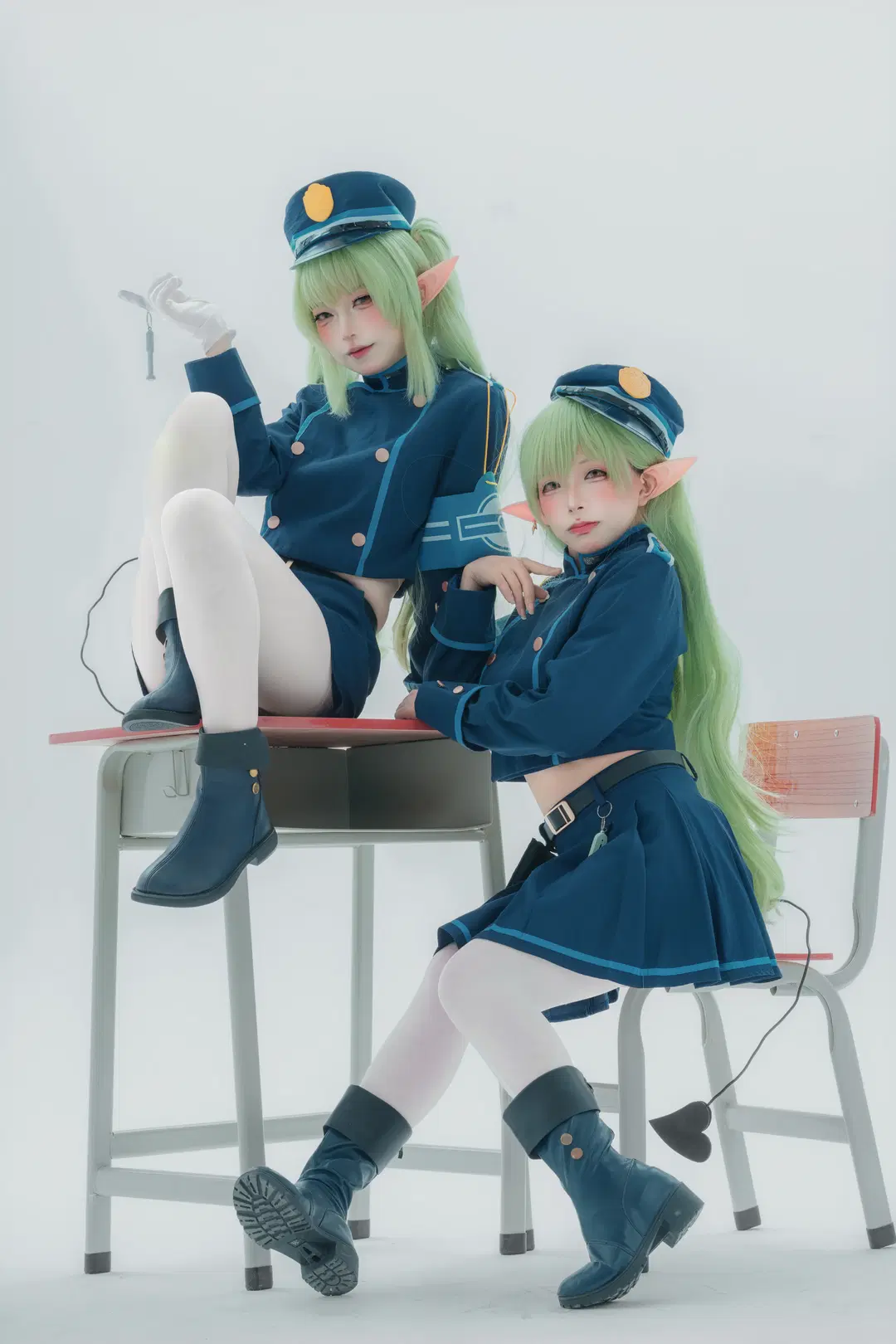 【ハイランダー双子のコスプレ】ブルーアーカイブ双子制服×白ストッキングの撮影レポ - 大橘 - 8枚目
