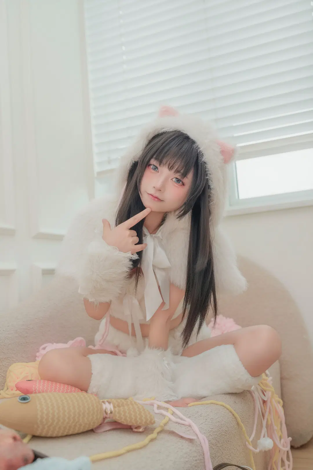 这套毛绒猫娘装和瑜伽球的搭配太出片了 - 大橘 - 第2张
