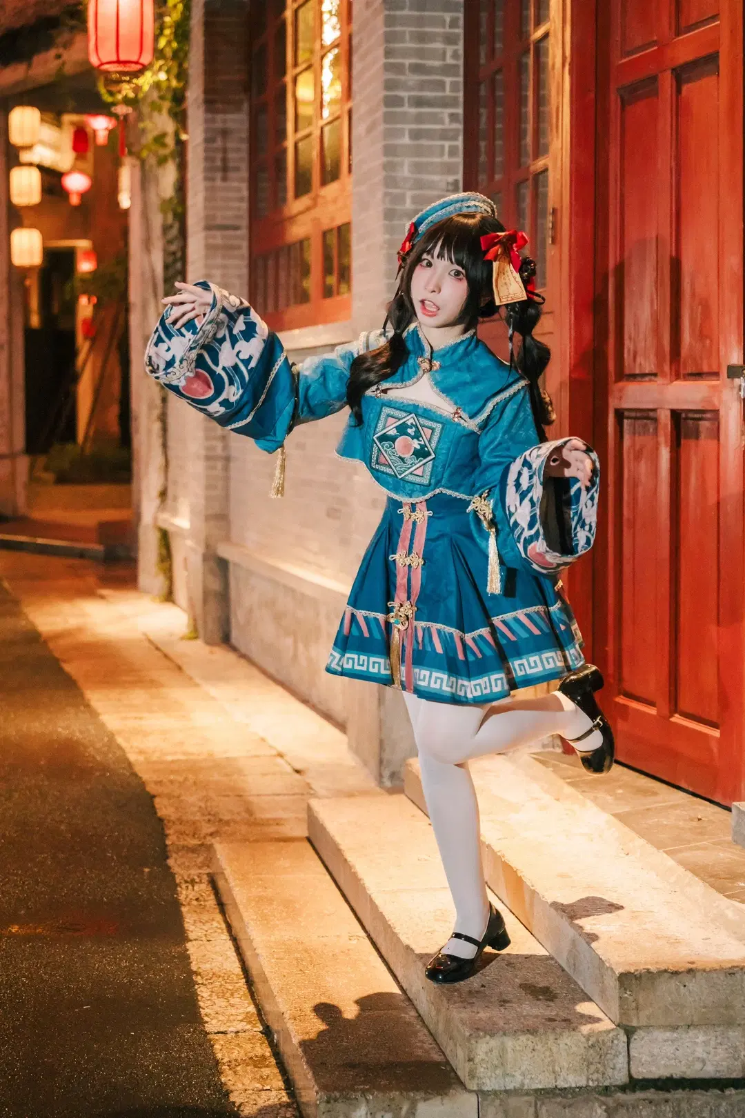 コスプレ, 中華風, 白ストッキング, キョンシーロリータ, 中元節