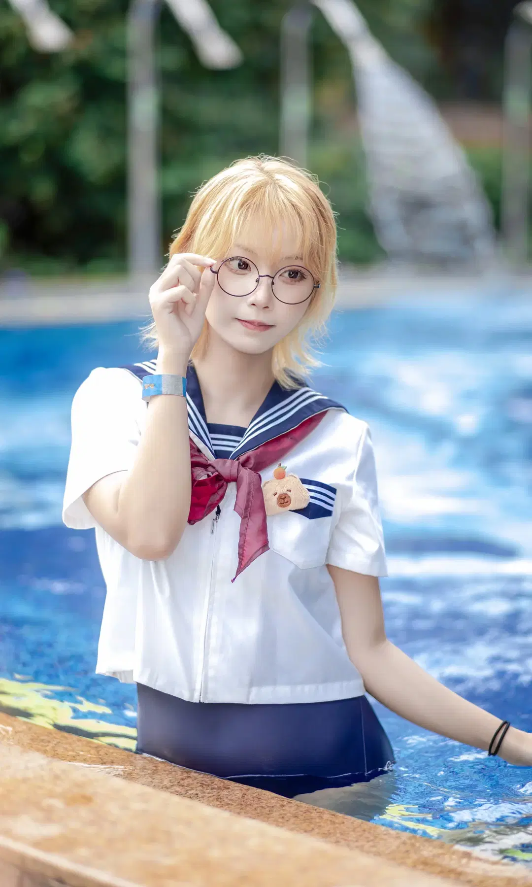 二次元, 长隆水上乐园, 死库水, 水手服cos, 夏日泳池写真