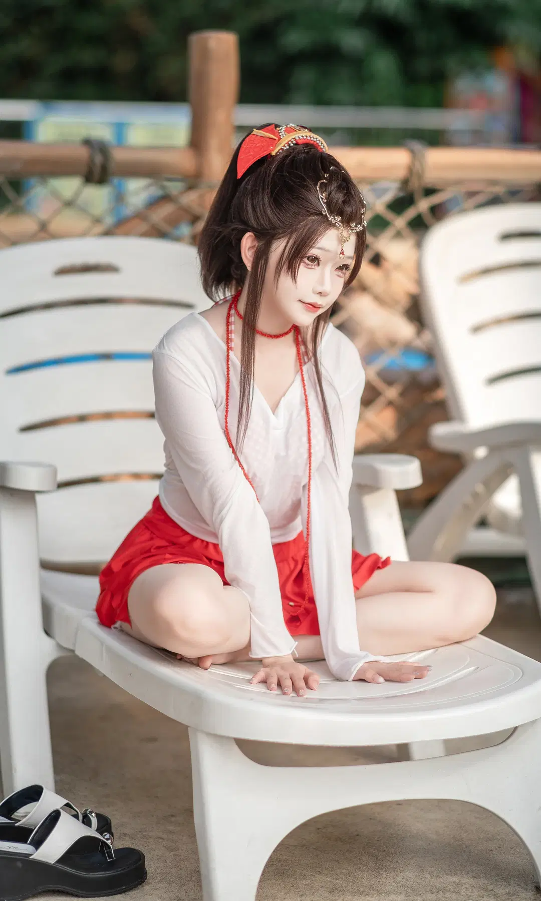 Red and white traditional style Meets Fantasy Westward Journey: A Leisurely Summer by Chimelong Water Park by wildwind风酱 - Image 2