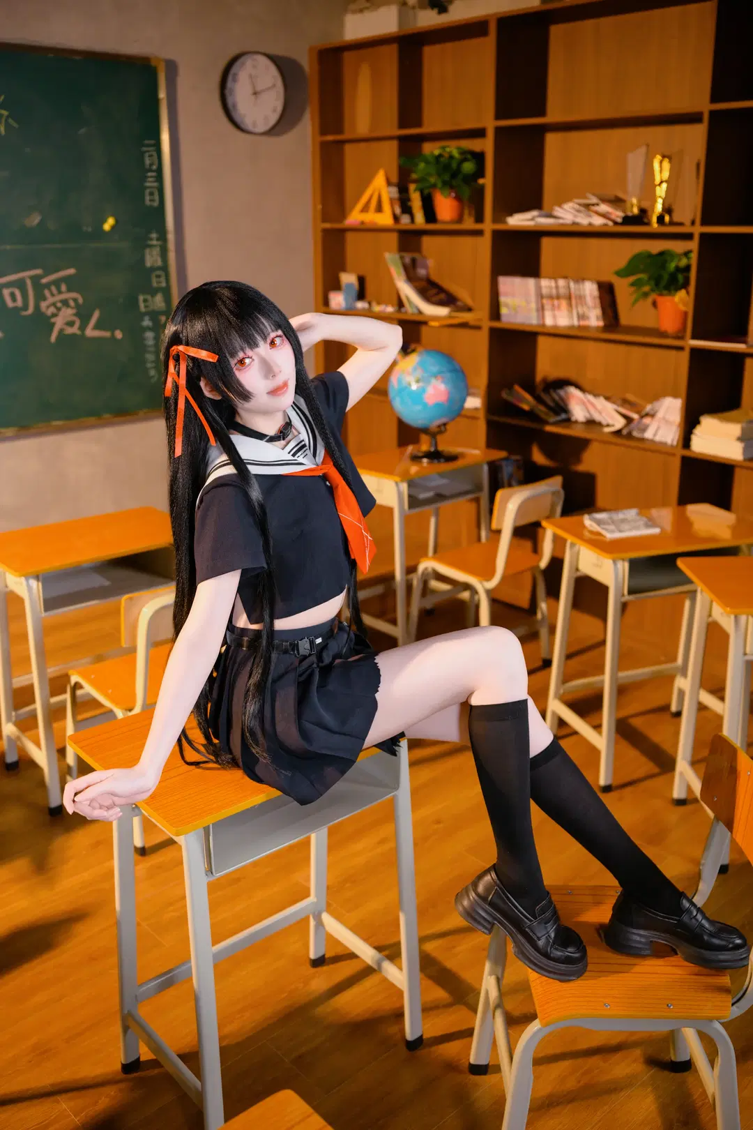 鸣潮, 千咲cos, 学院风, 黑丝, 制服写真