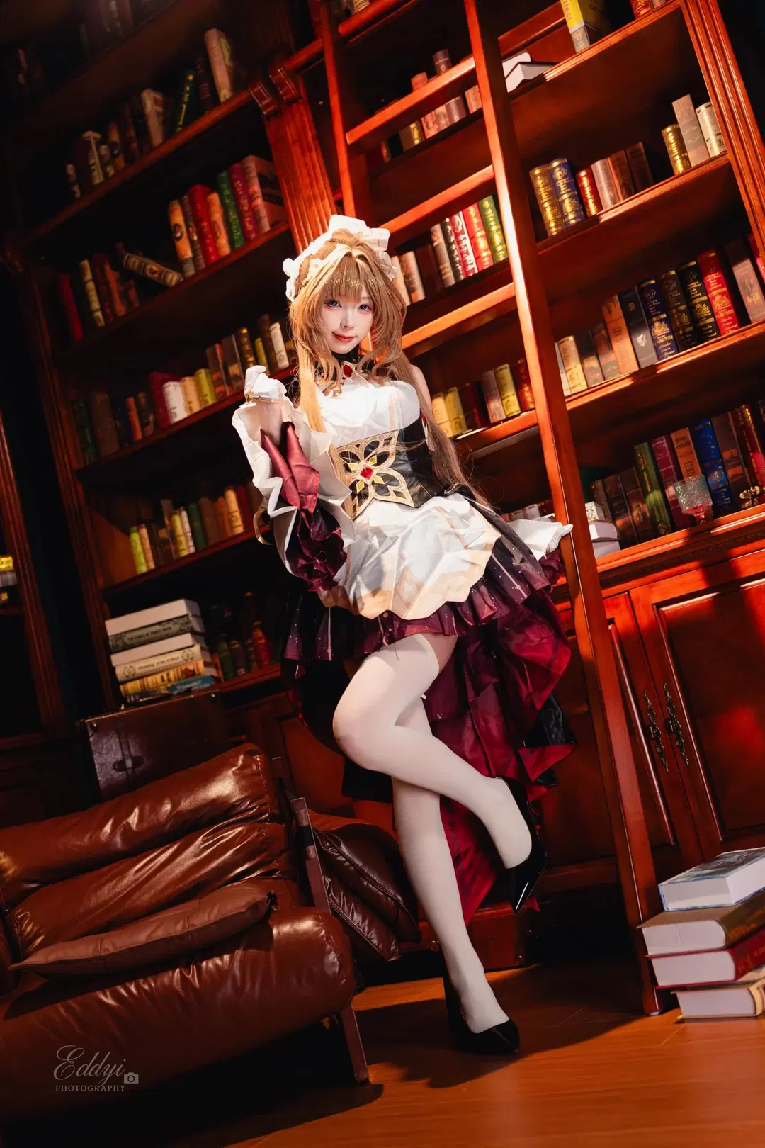 [Sandrone Cosplay] Genshin Impact Vintage Tea Party: Serene Moments in a European retro style Study by EddieZ - Image 3