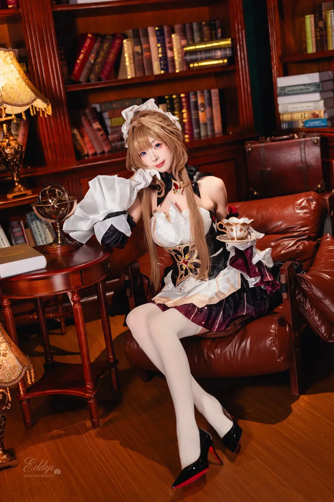 [Sandrone Cosplay] Genshin Impact Vintage Tea Party: Serene Moments in a European retro style Study by EddieZ - Image 6