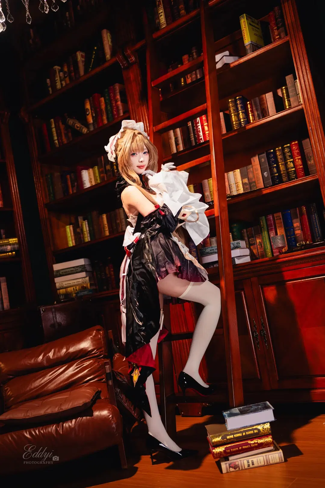 [Sandrone Cosplay] Genshin Impact Vintage Tea Party: Serene Moments in a European retro style Study by EddieZ - Image 8