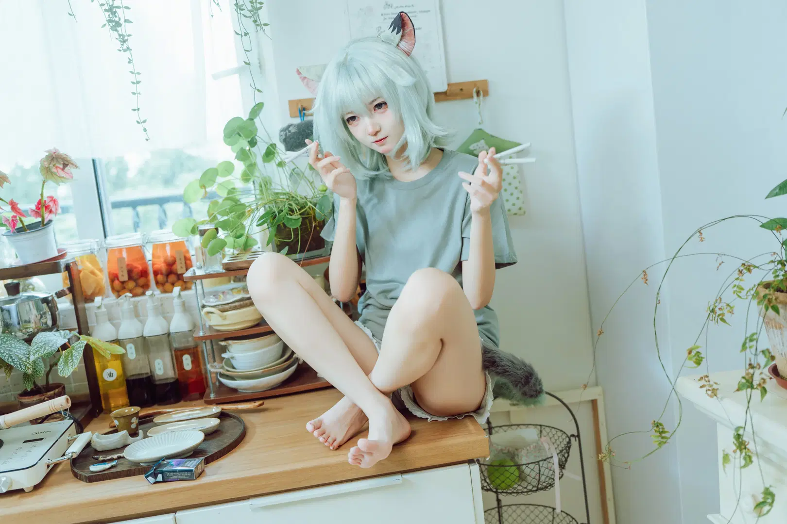 猫耳cos, 二次元写真, 兽耳娘, 慵懒风, 居家风摄影