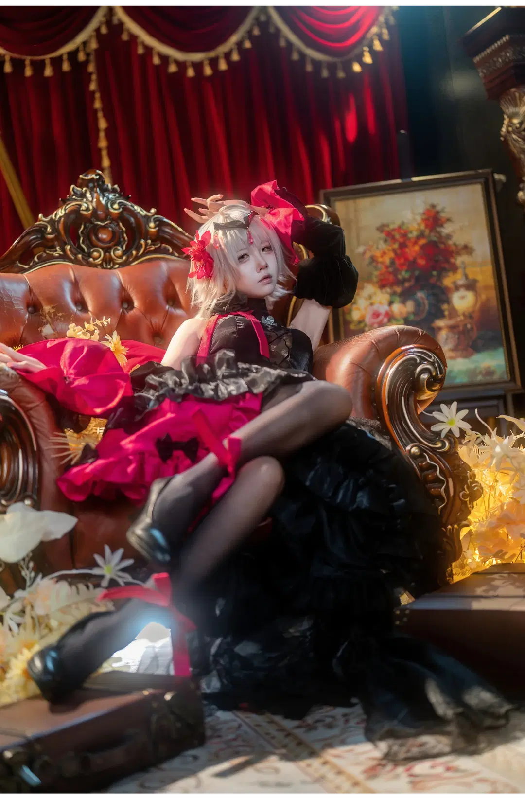 Fate/Grand Order, Gothic style, Jeanne d'Arc (Alter) cosplay, Vintage photography, Stockings