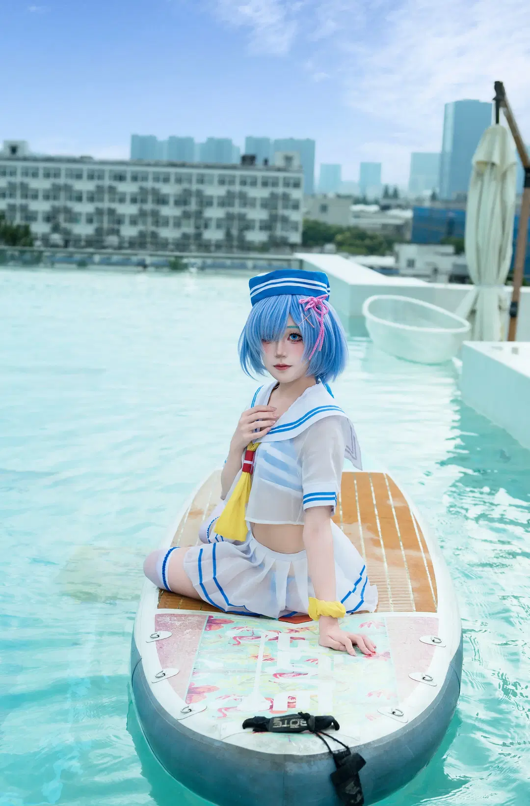 【蕾姆cos】从零开始的异世界生活 夏日泳池的清凉水手服 - 白茶shirachi - 第4张