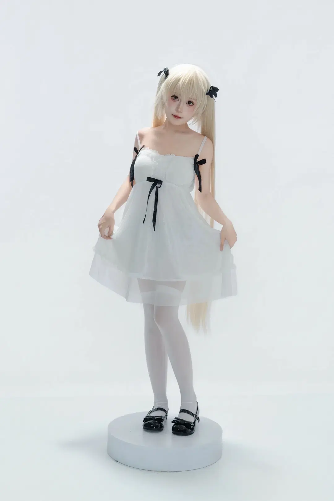 二次元cosplay, 春日野穹cos, 缘之空, 白裙双马尾, 丝袜cos