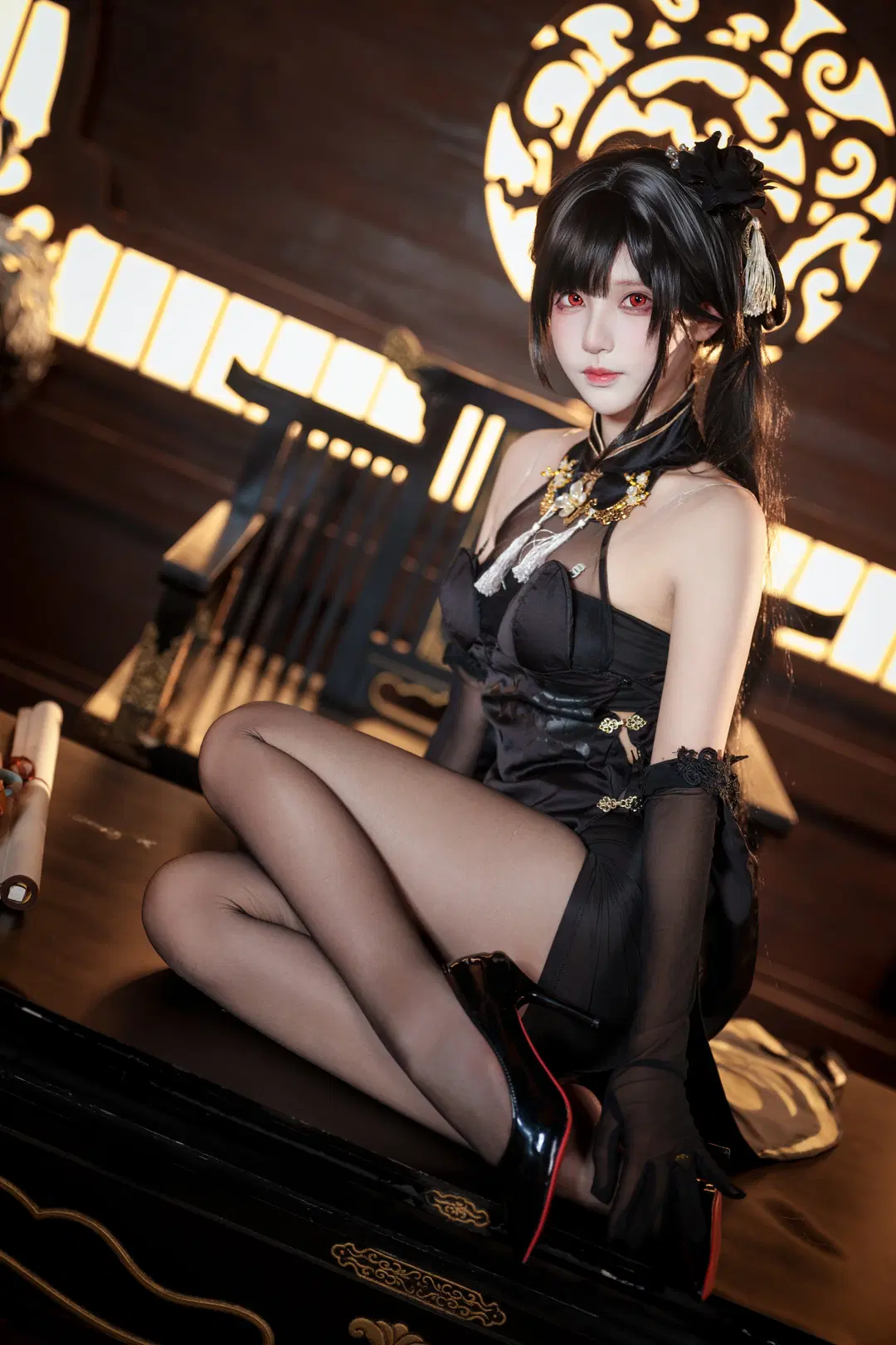 cosplay, 碧藍航線, 鎮海cos, 黑絲, 新春旗袍
