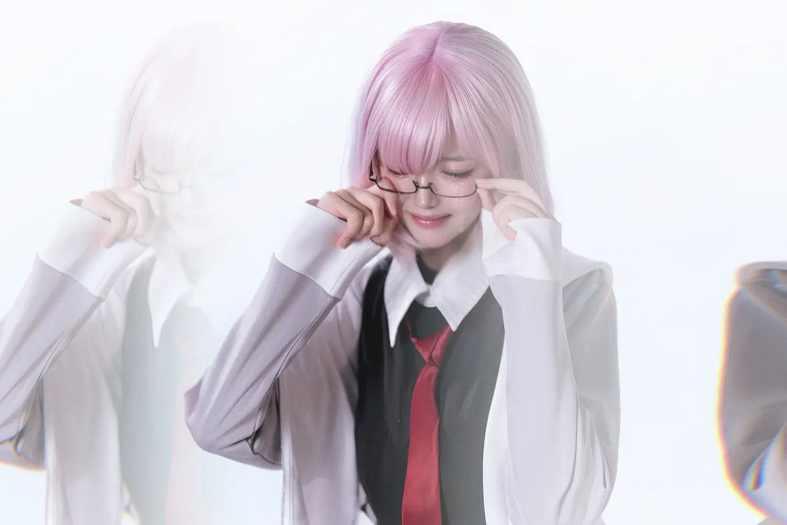 二次元cosplay, 人像摄影, 粉色假发, 眼镜娘, 玛修·基列莱特cos