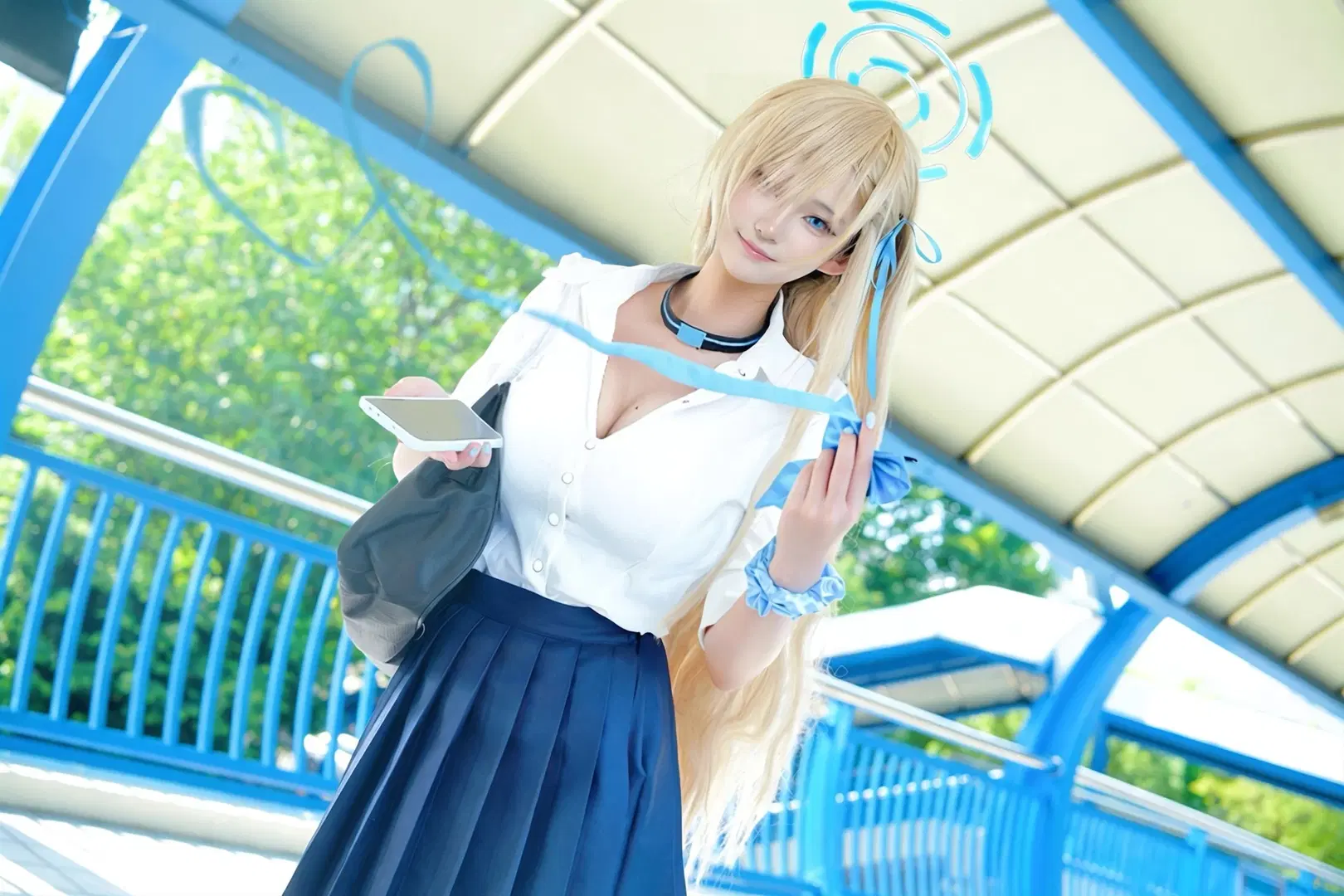 ブルーアーカイブ, 二次元コスプレ, 一之瀬アスナ コスプレ, スクール風制服, 青い光輪