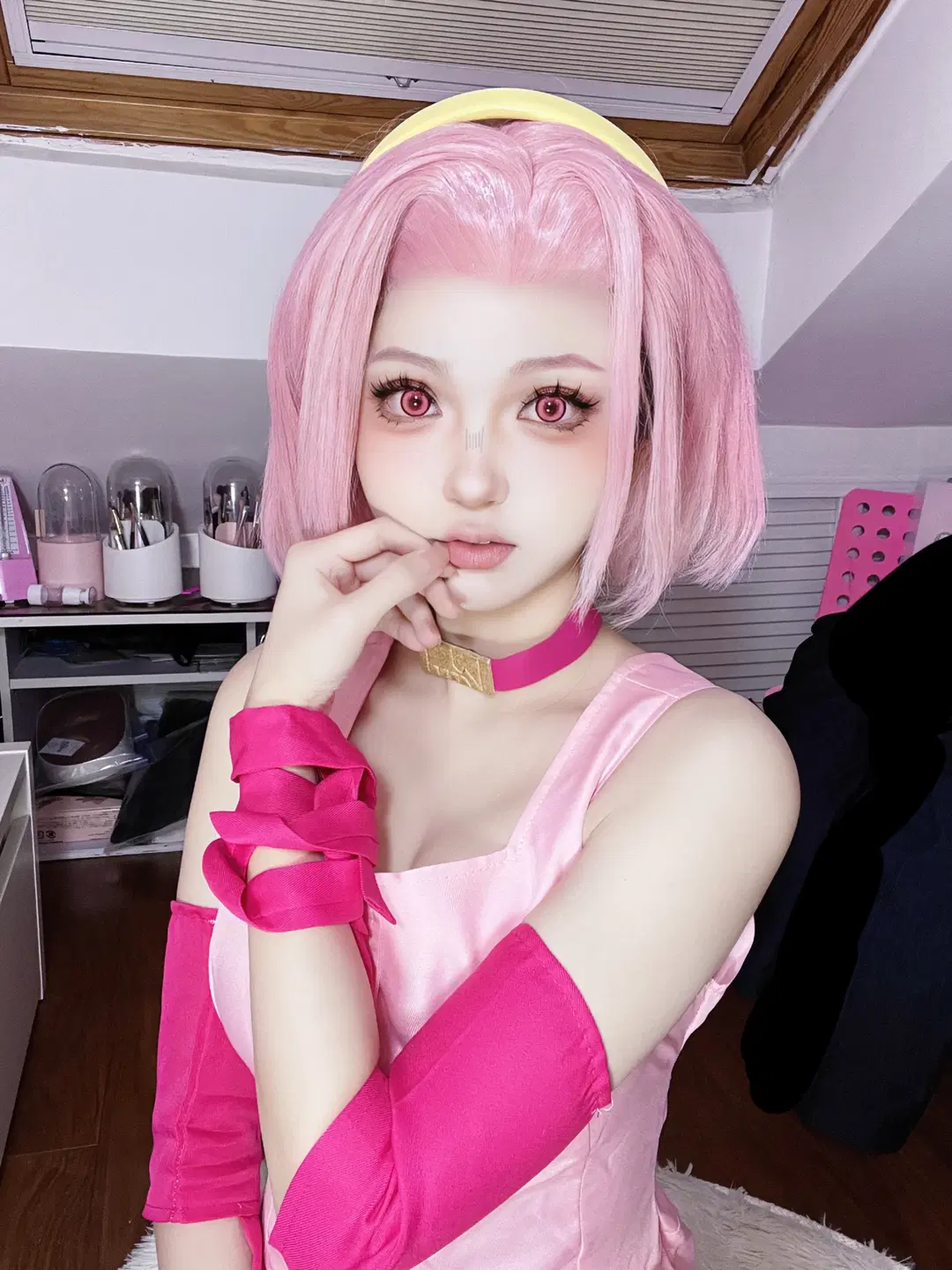 cosplay日常, 二次元妆容, 粉色系穿搭, 杉本玲美cos, JOJO的奇妙冒险 不灭钻石