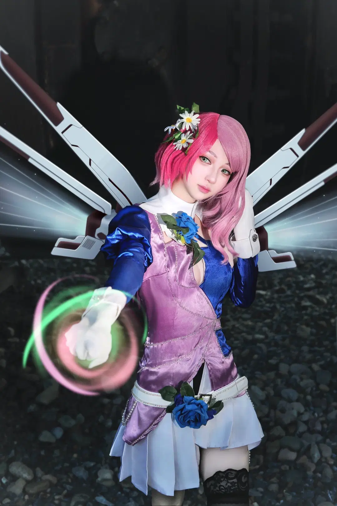 Industrial style, Black stockings, Mechanical wings, Alisa Bosconovitch cosplay, Tekken