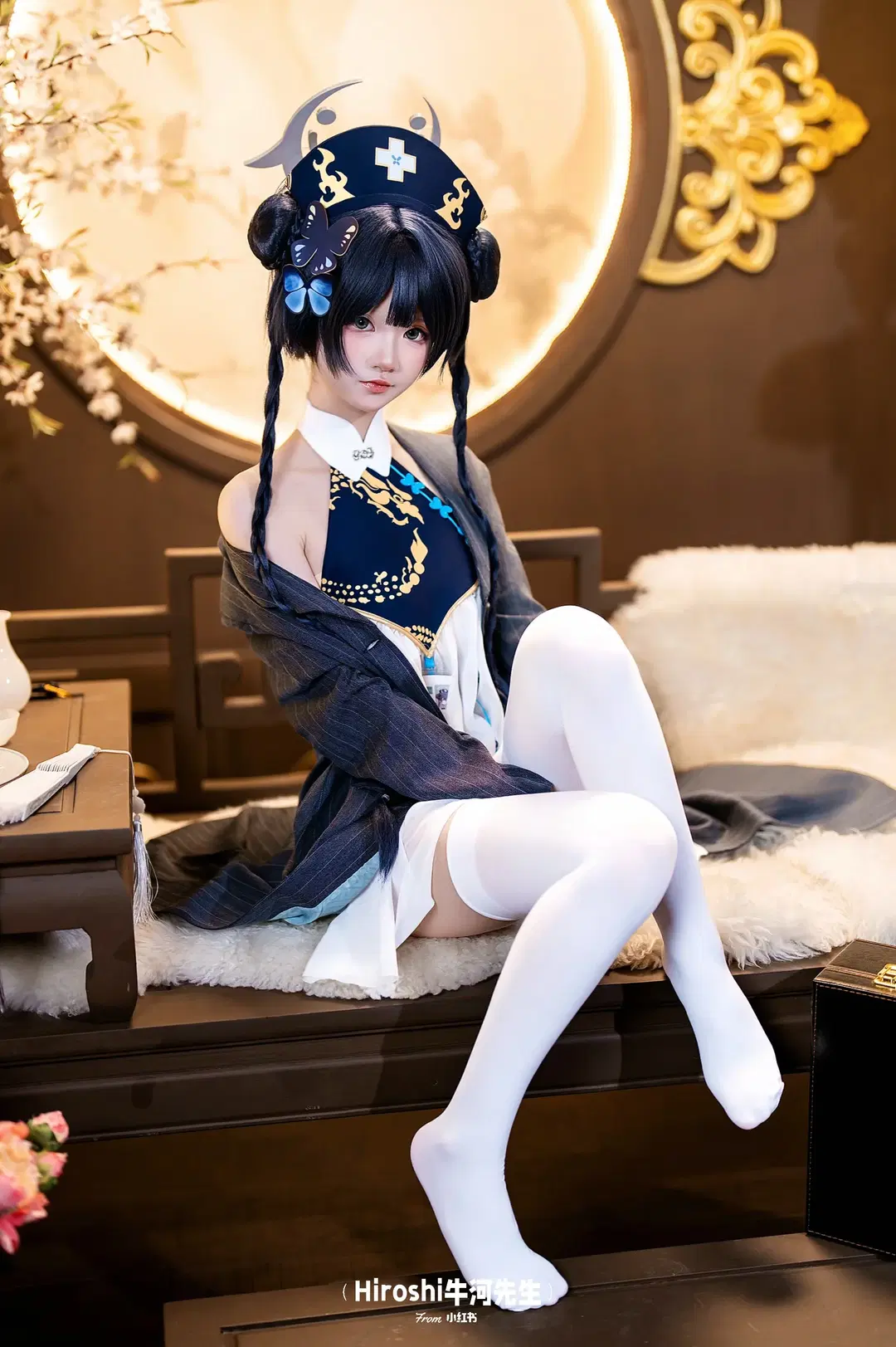 二次元, ブルーアーカイブ, 竜華キサキ コスプレ, 白ストッキング, 古風