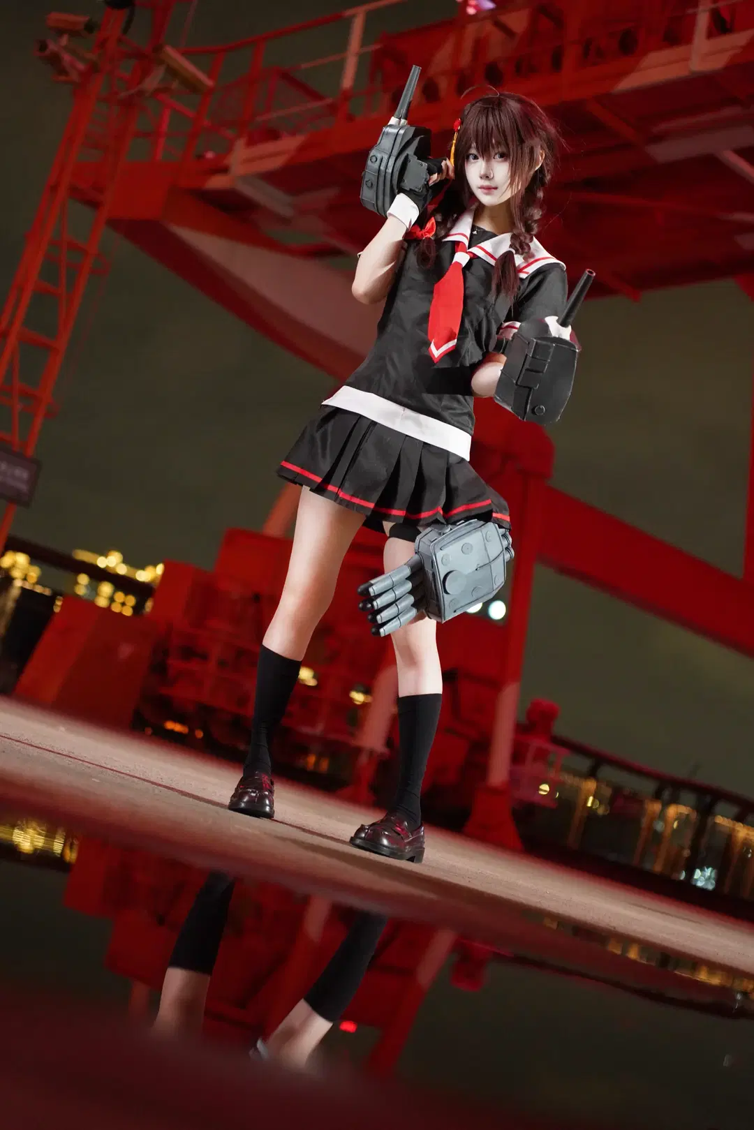 【佐世保之時雨cos】艦隊colletion的紅黑重灌與夜景倒影 - 休伊朗灵童转世 - 第3張