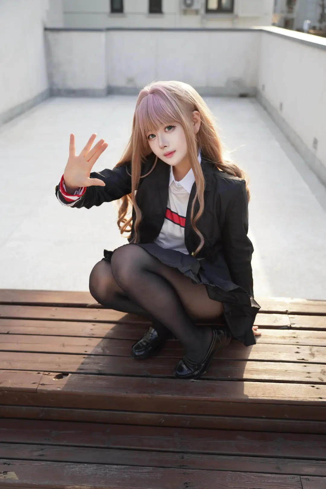 天台摄影, 黑丝cos, 日系制服, 南梦芽cos, SSSS电光机王