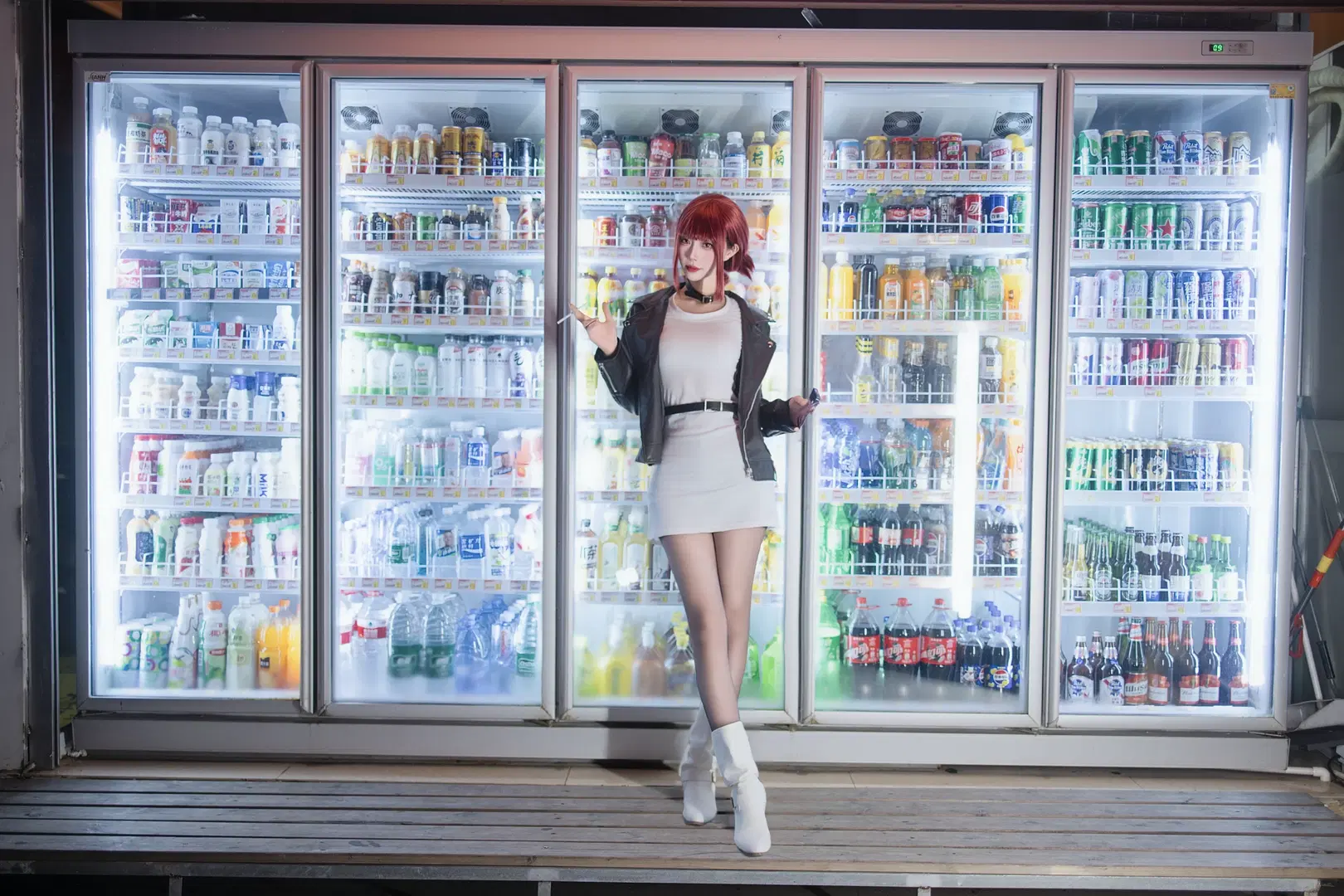 黑丝, 山田小姐cos, 皮衣穿搭, 动漫推番人, 便利店夜景
