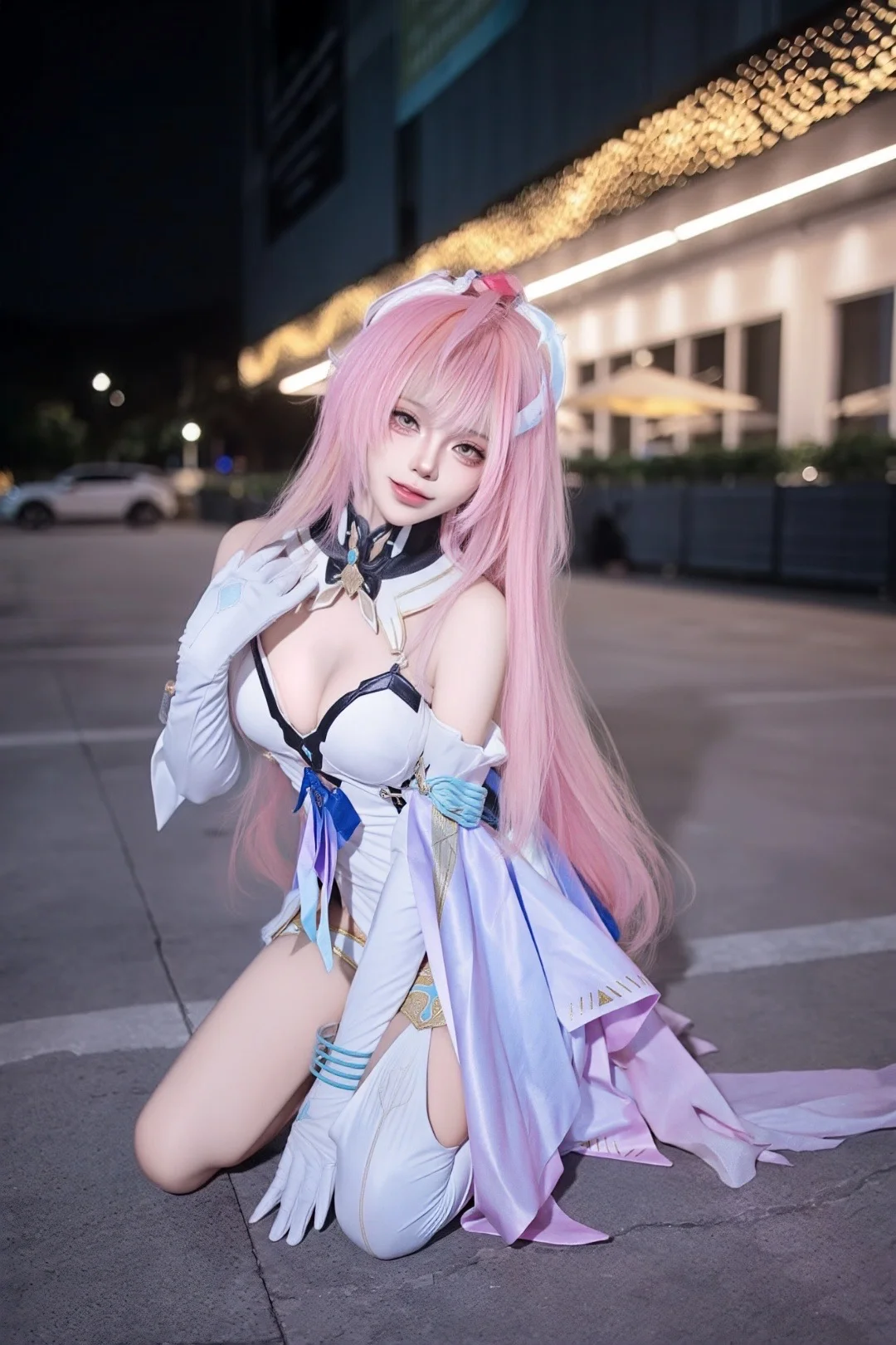 鳴潮, cosplay, 白絲, 夜景人像, 愛彌絲cos