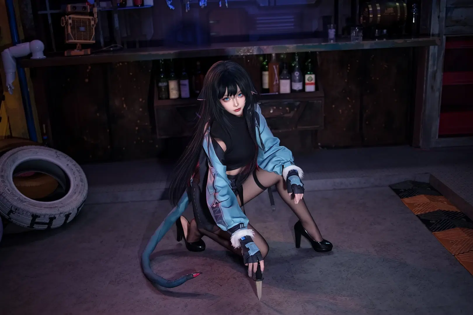ゼンレスゾーンゼロ, コスプレ, サイバーパンク, 黒ストッキング, ジェーン・ドゥコスプレ