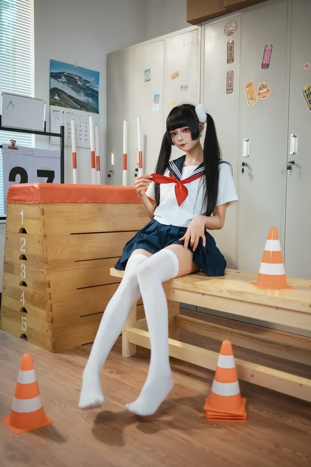 JK制服, 白丝, 水手服, cosplay写真, 体育室