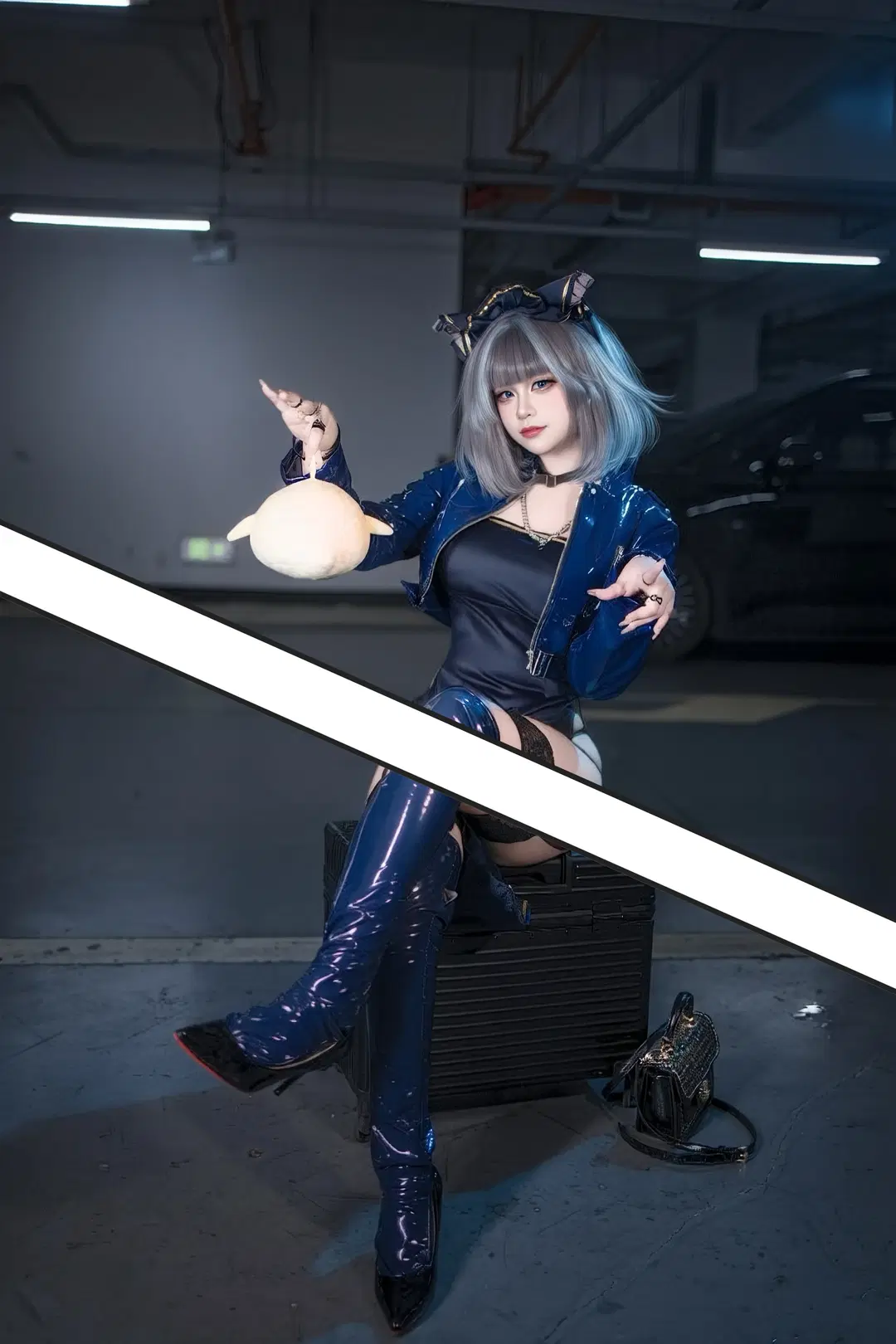 【チェシャー コスプレ】『アズールレーン』チェシャーの地下駐車場の夜間撮影 - 晓歪xyyy - 3枚目