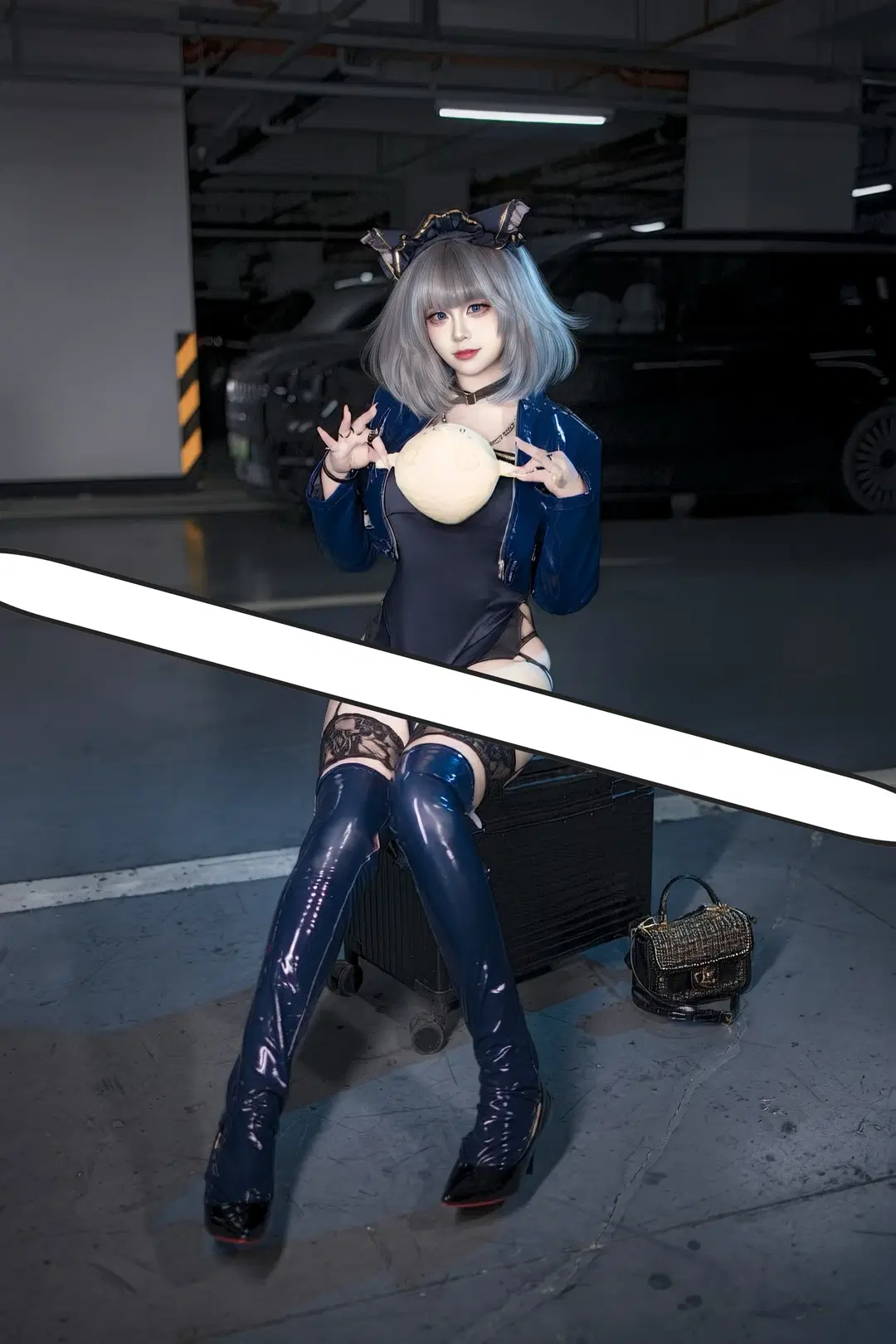 【チェシャー コスプレ】『アズールレーン』チェシャーの地下駐車場の夜間撮影 - 晓歪xyyy - 5枚目