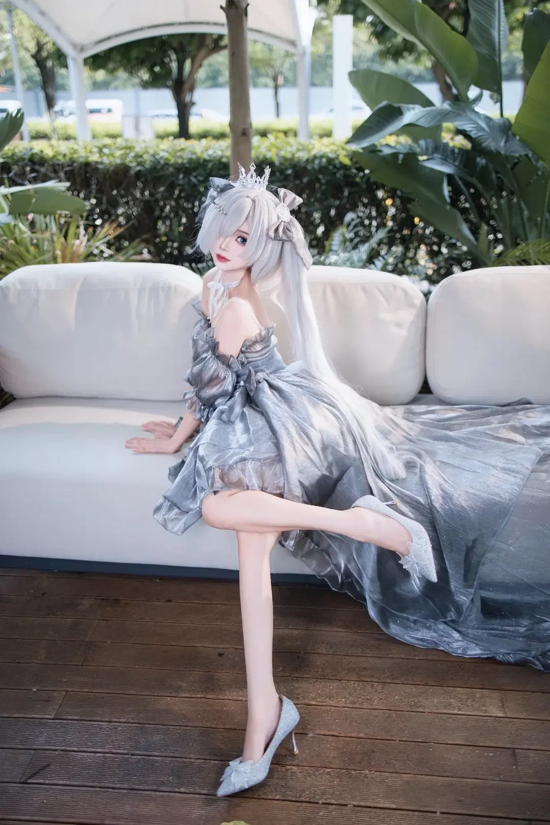 【灰姑娘cos】胜利女神：妮姬银灰薄纱礼服造型记录 - 晓歪xyyy - 第4张