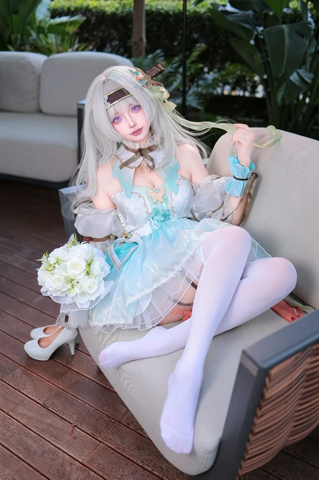 流萤cos, 星穹铁道, 精灵公主, 二次元cosplay, 白丝