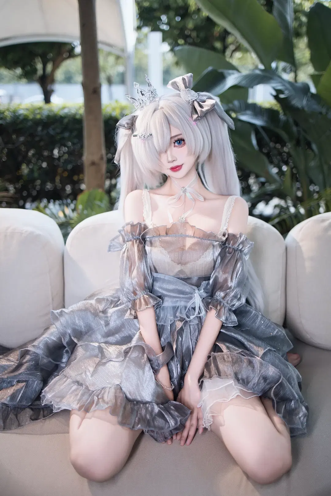 cosplay, 灰姑娘cos, 银发双马尾, 水晶公主, 灰姑娘