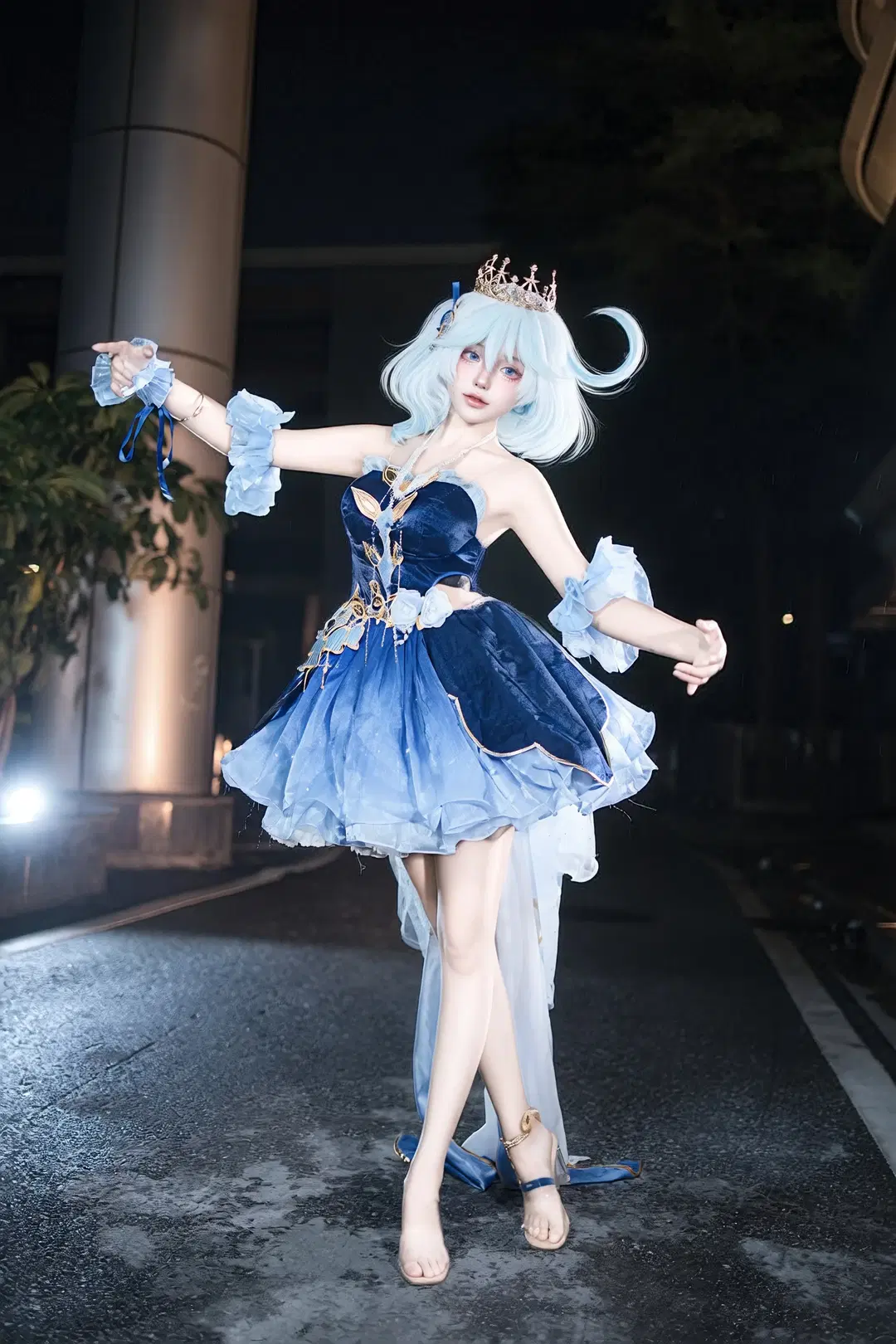 【芙宁娜cos】原神 蓝白礼裙与夜色舞会 - 晓歪xyyy - 第3张
