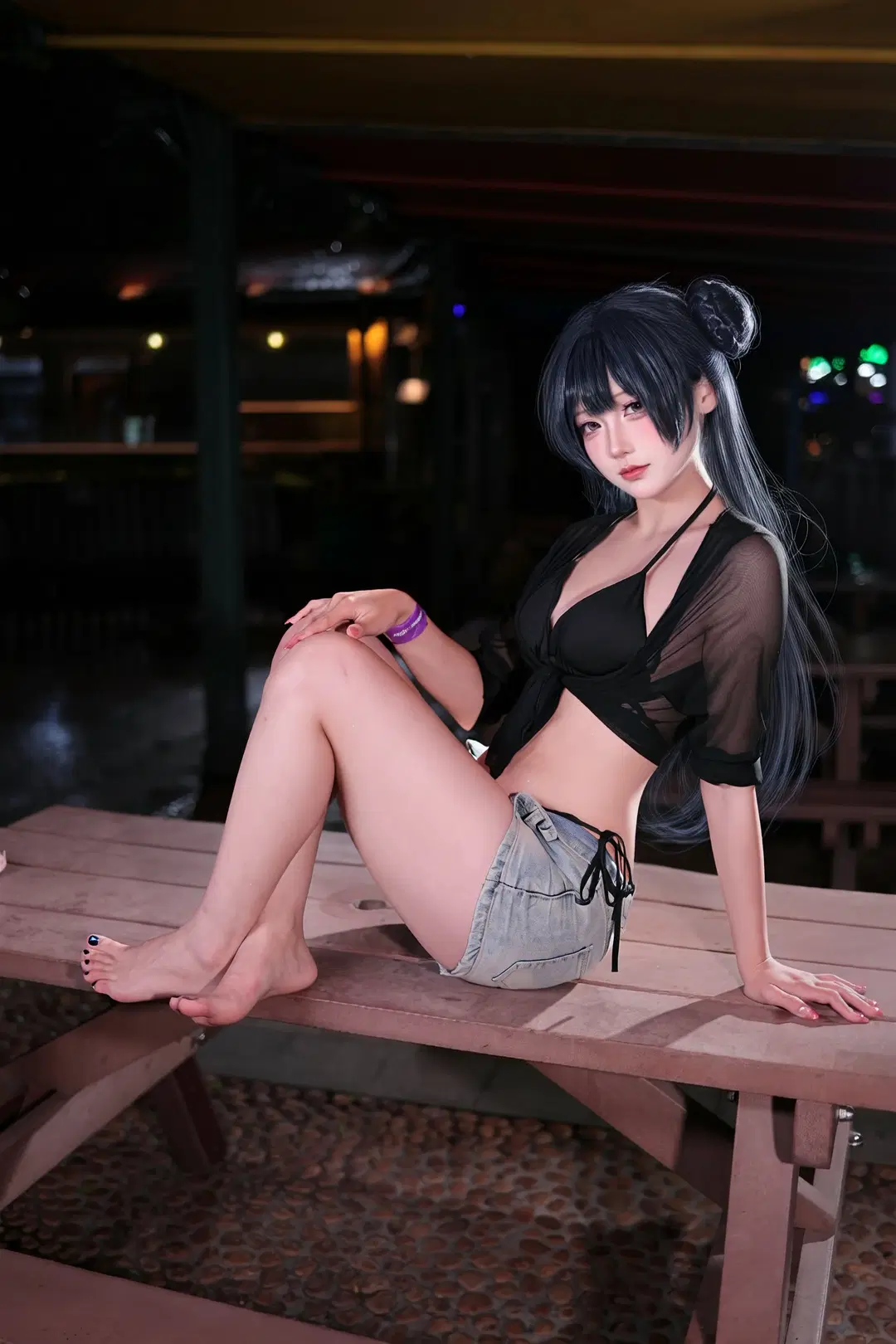 【龙华妃咲cos】碧蓝档案夜色下的夏日装扮 - 晓歪xyyy - 第2张