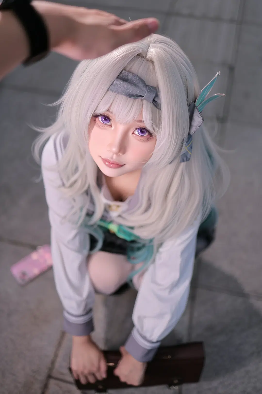 流萤cos, 星穹铁道, JK制服, 春日手信, 白色丝袜